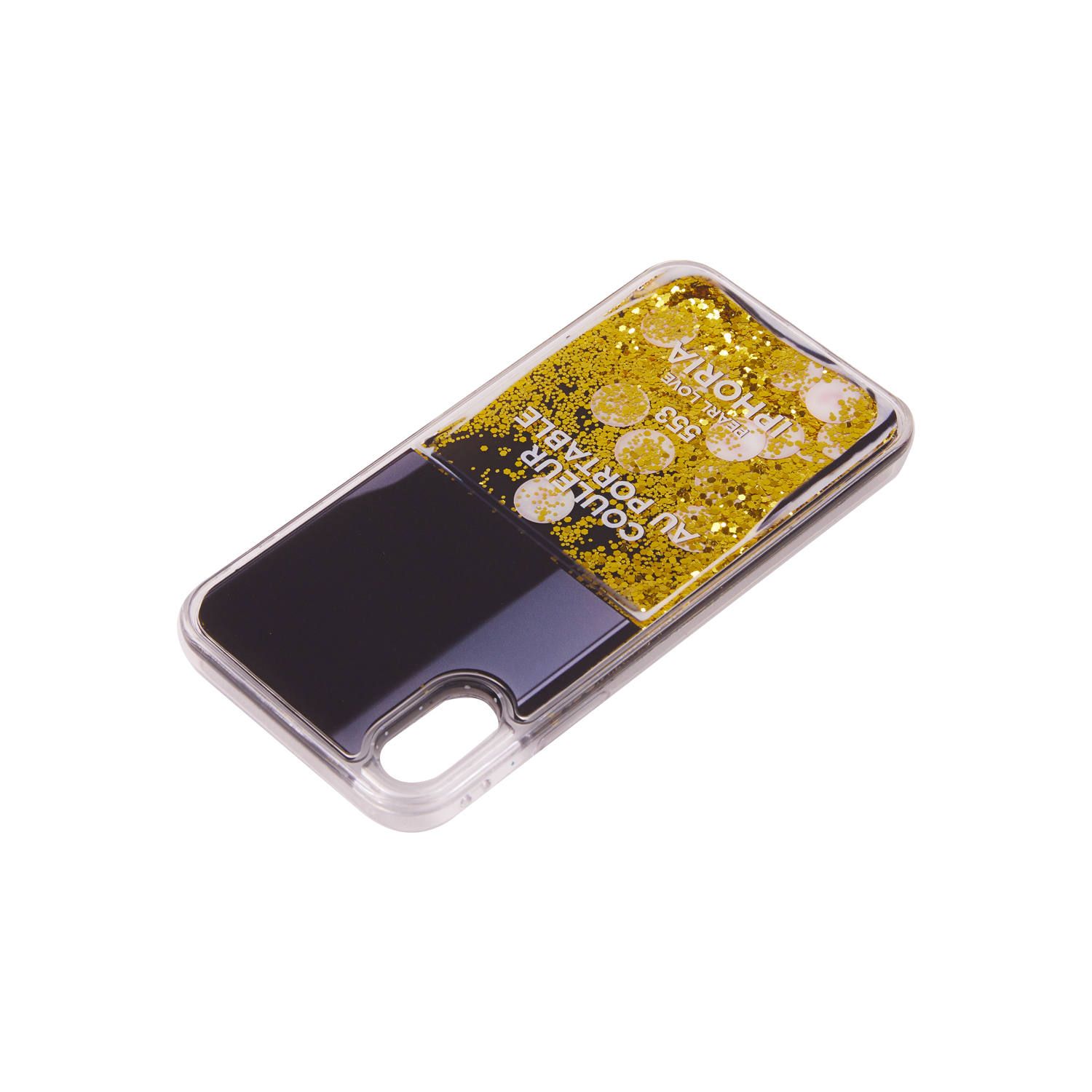 Liquid Case for Apple iPhone X/XS - Nail Polish Black with Golden Glitter