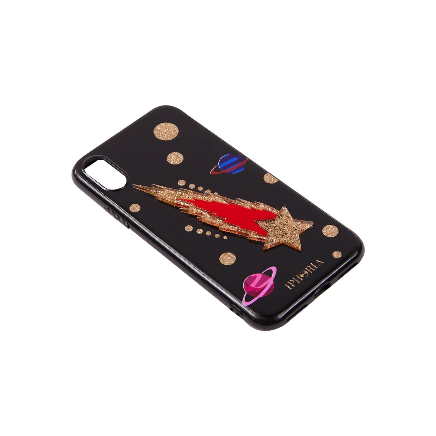 3D Case for Apple iPhone X/XS - Black Rocket Space