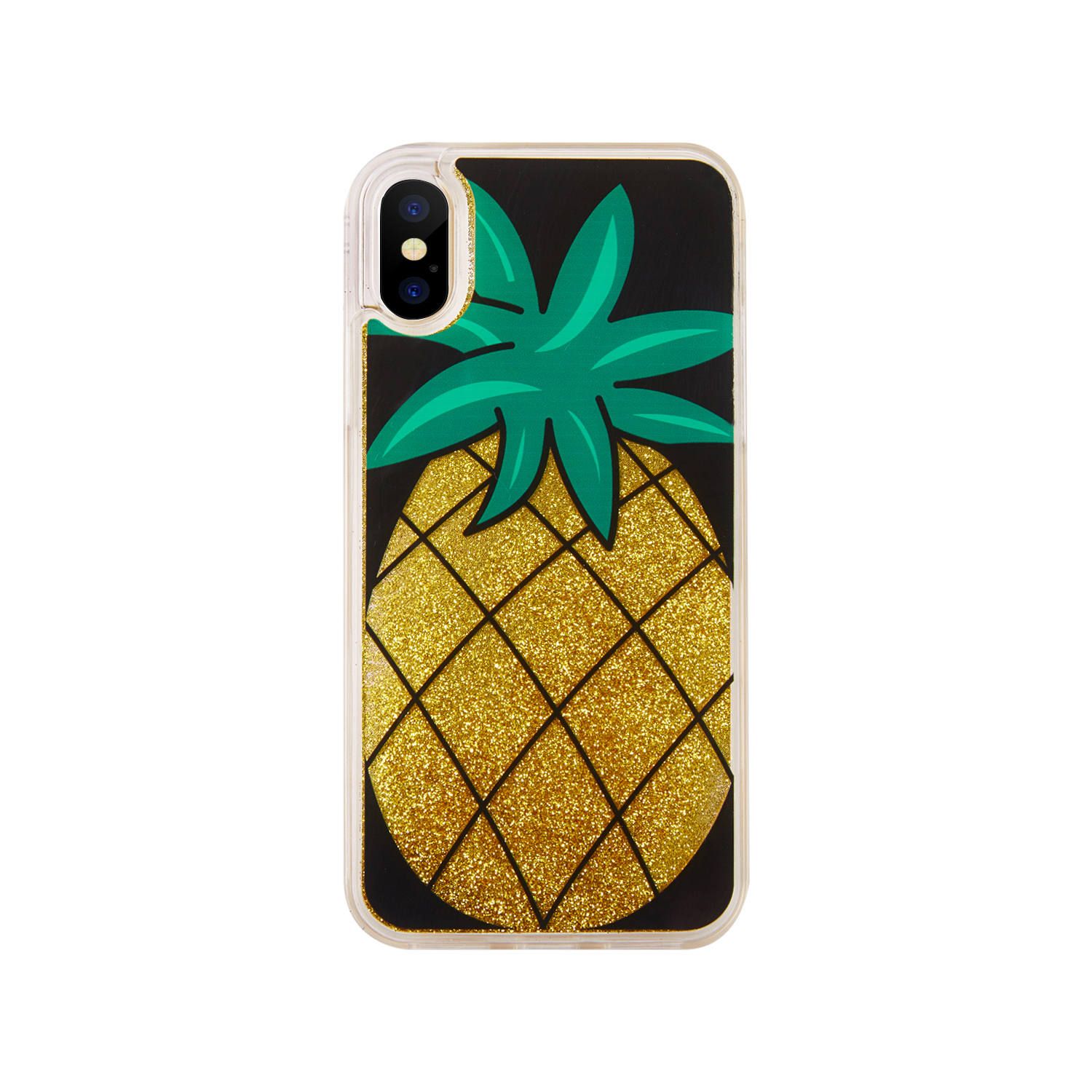 Liquid Case for Apple iPhone X/XS - Pineapple with Golden Glitter