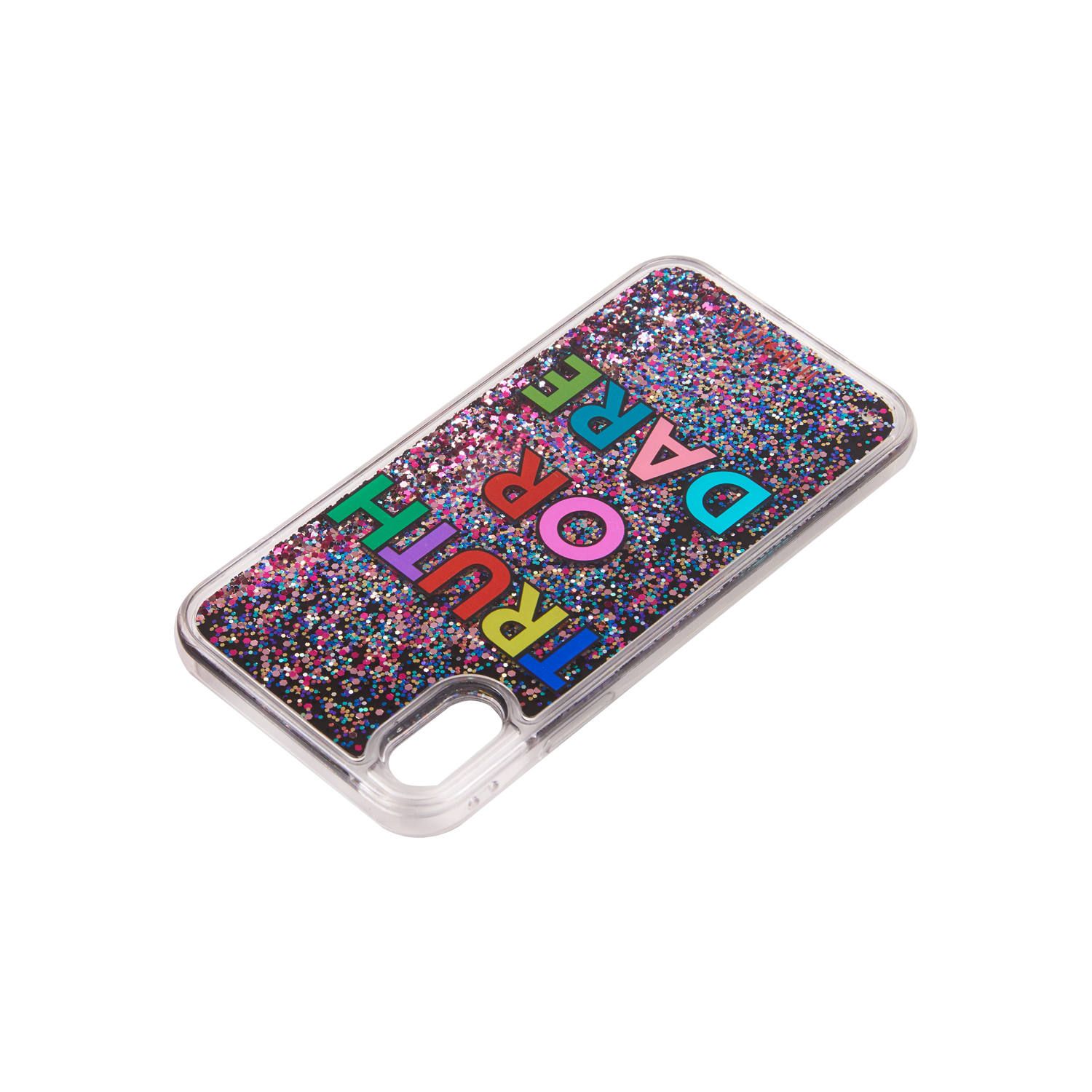 Liquid Case for Apple iPhone X/XS - Black TRUTH OR DARE Glitter