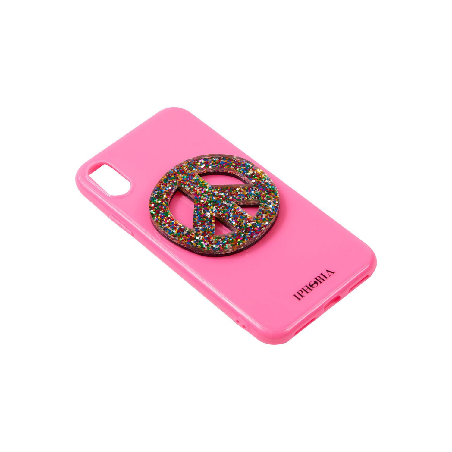 Case for Apple iPhone X/XS - Pink Peace Glitter Multicolor