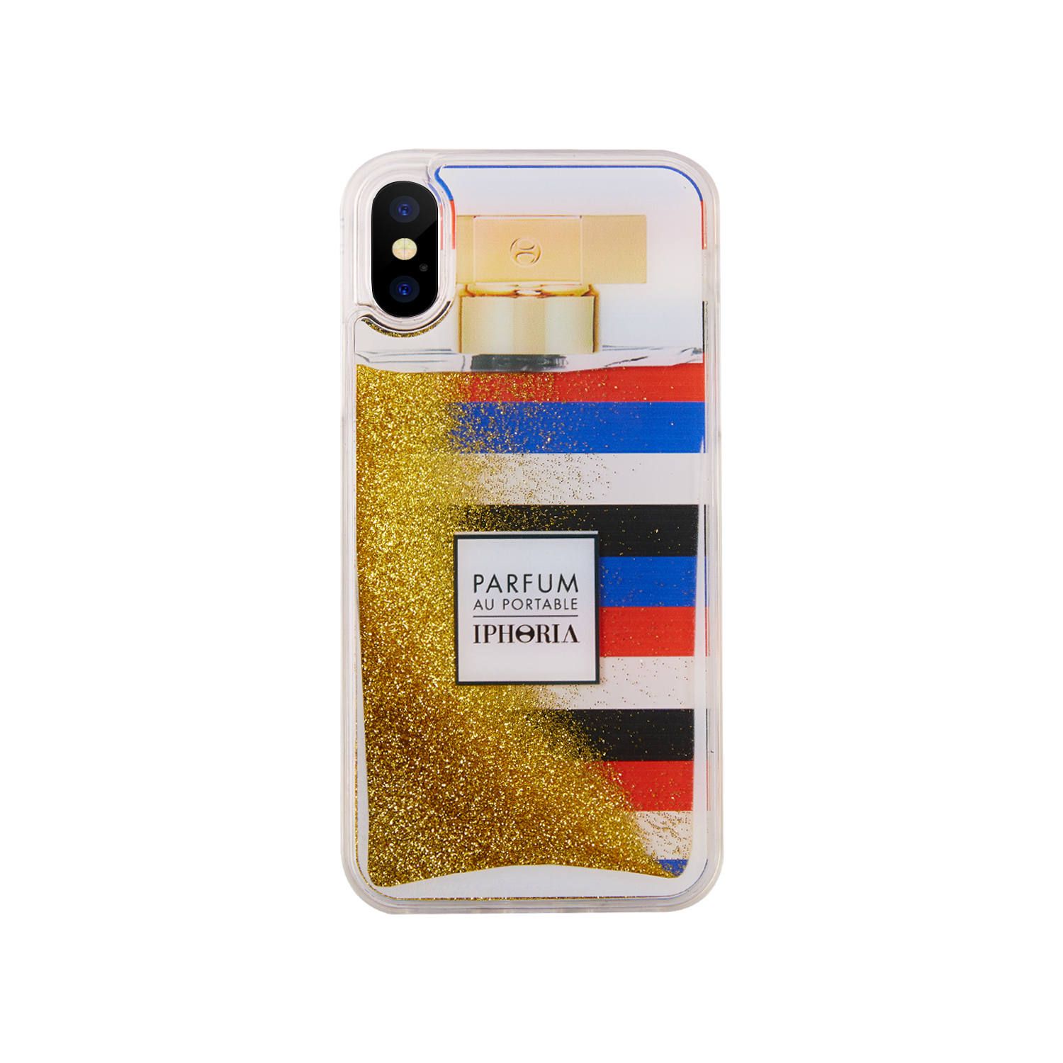 リキッドケース グリッター 香水瓶 iPhoneケース - Perfume Stripes Blue and Red【iPhone X/XS】 |  IPHORIA