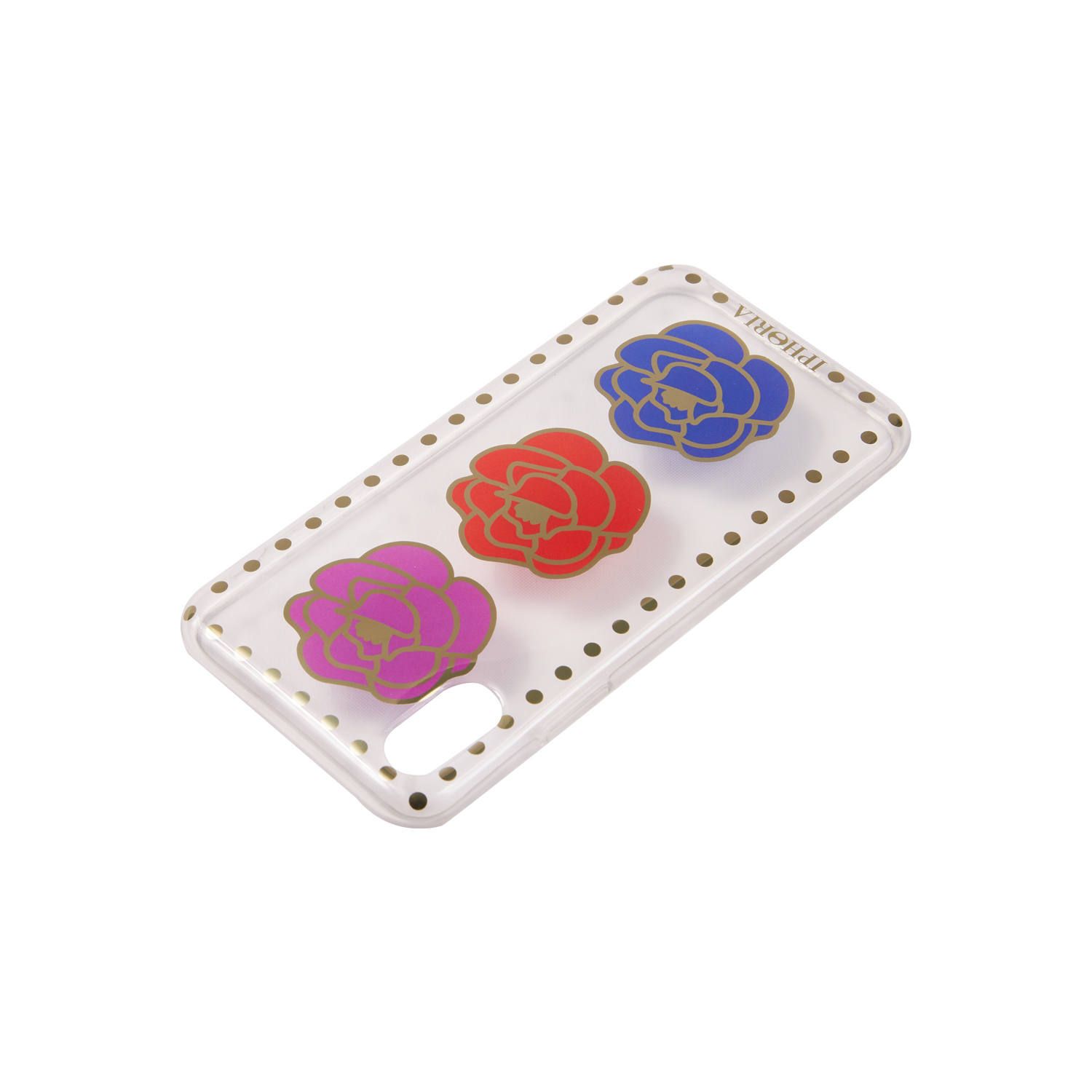 Case for Apple iPhone X/XS - Transparent Three Roses with Studs