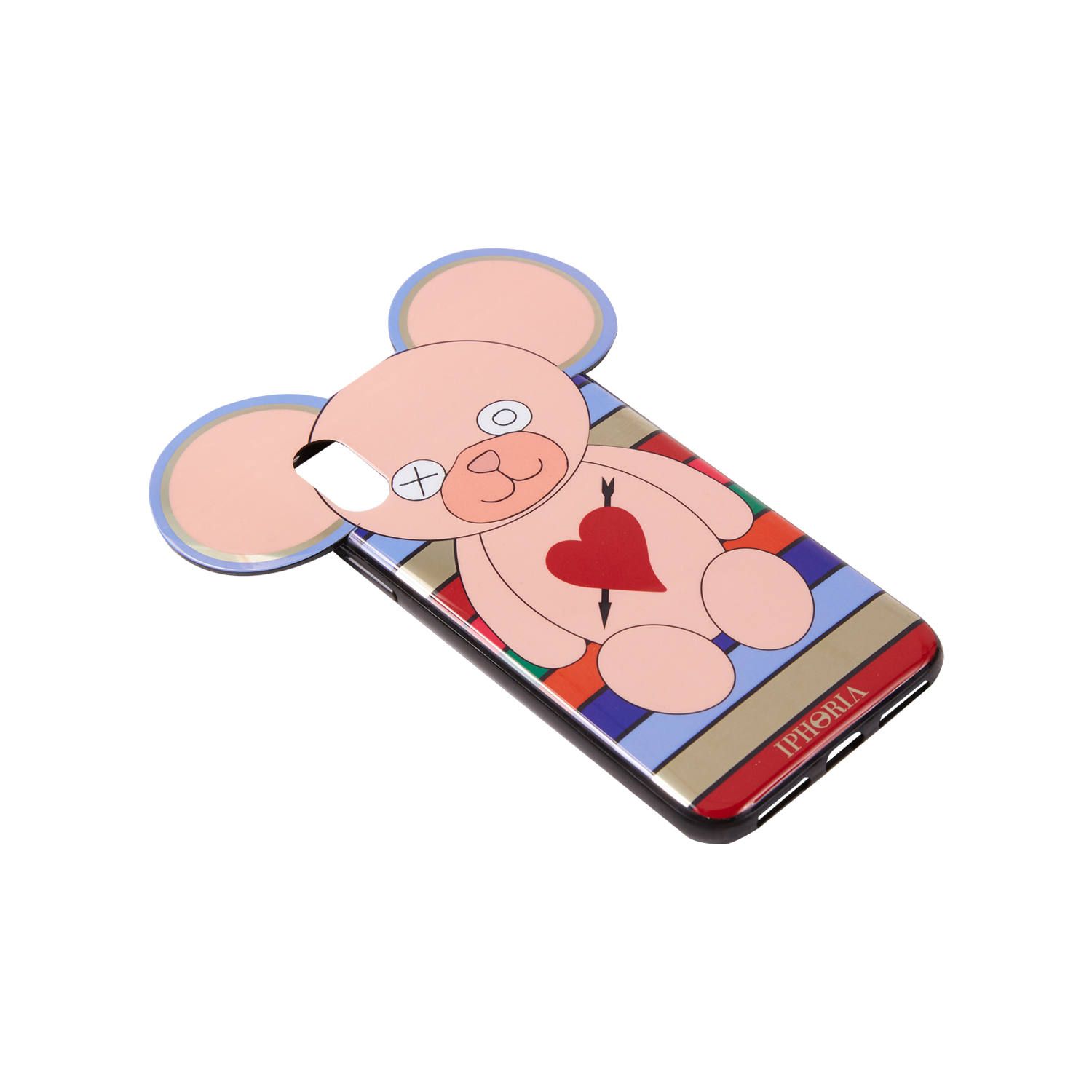 Case for Apple iPhone X/XS - Teddy with Heart and Arrow Multicolor Stripes