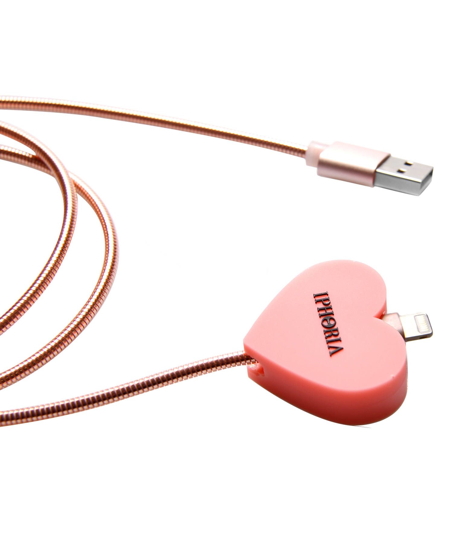 Charging Cable for Apple iPhone - Metallic Heart Rosa