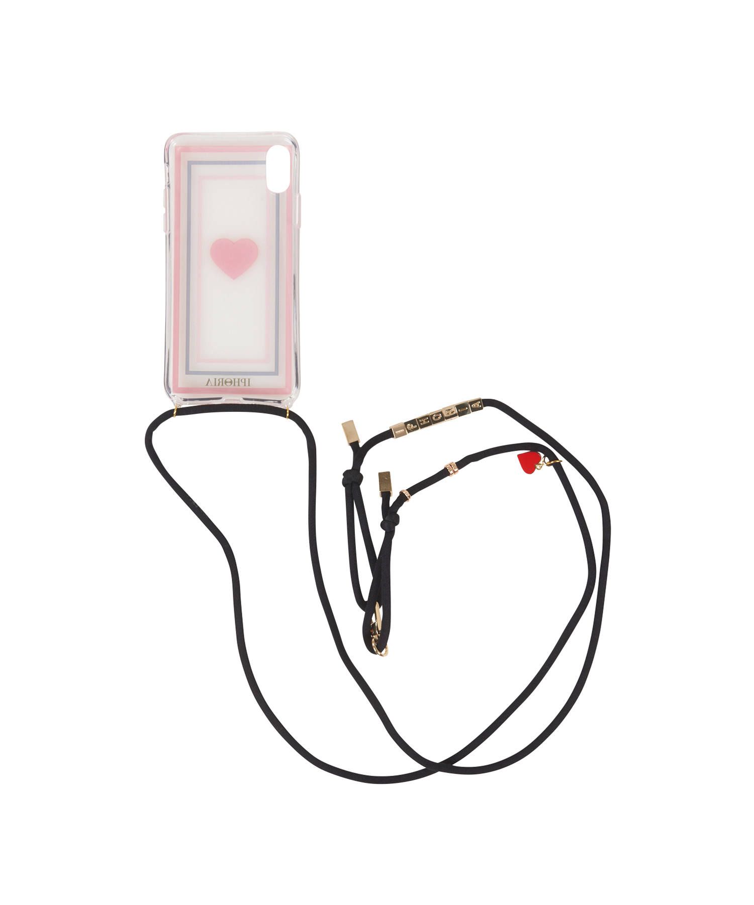 Necklace Case for Apple iPhone X/XS - Transparent Red Heart