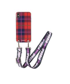 Necklace Case for Apple iPhone XS Max with Logomania /Purple Strap - Tartan