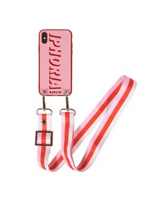 Necklace Case for Apple iPhone X/XS with Red/Rose Strap - Iphoria Nude