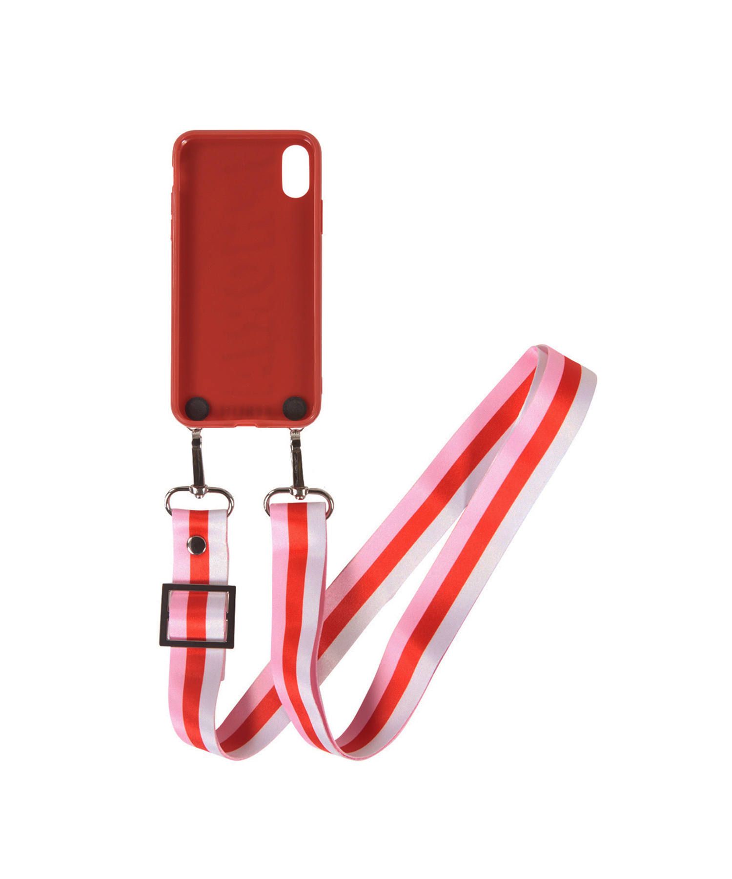 Necklace Case for Apple iPhone X/XS with Red/Rose Strap - Iphoria Nude