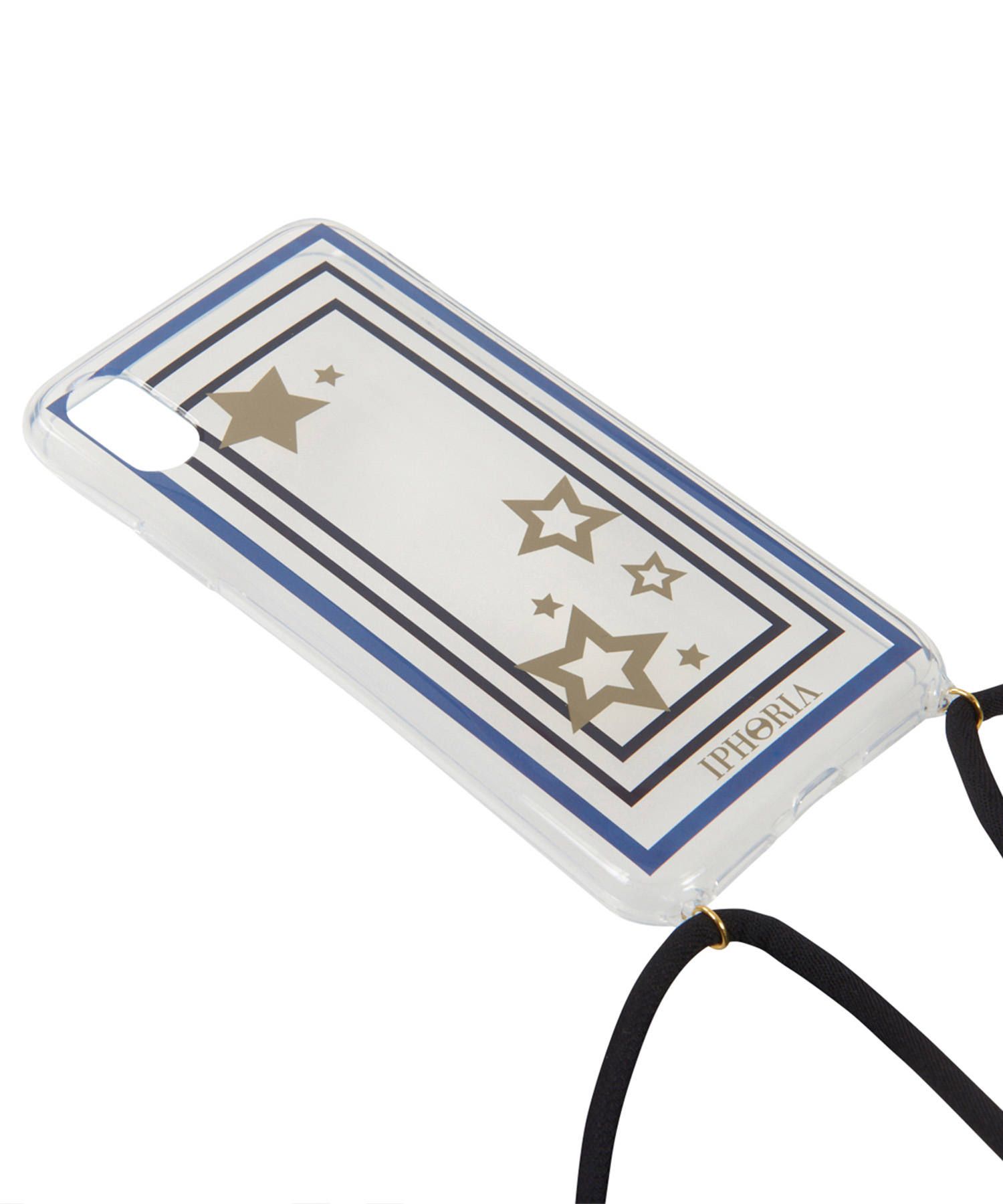 Necklace Case for Apple iPhone X/XS - Transparent Stars Gold