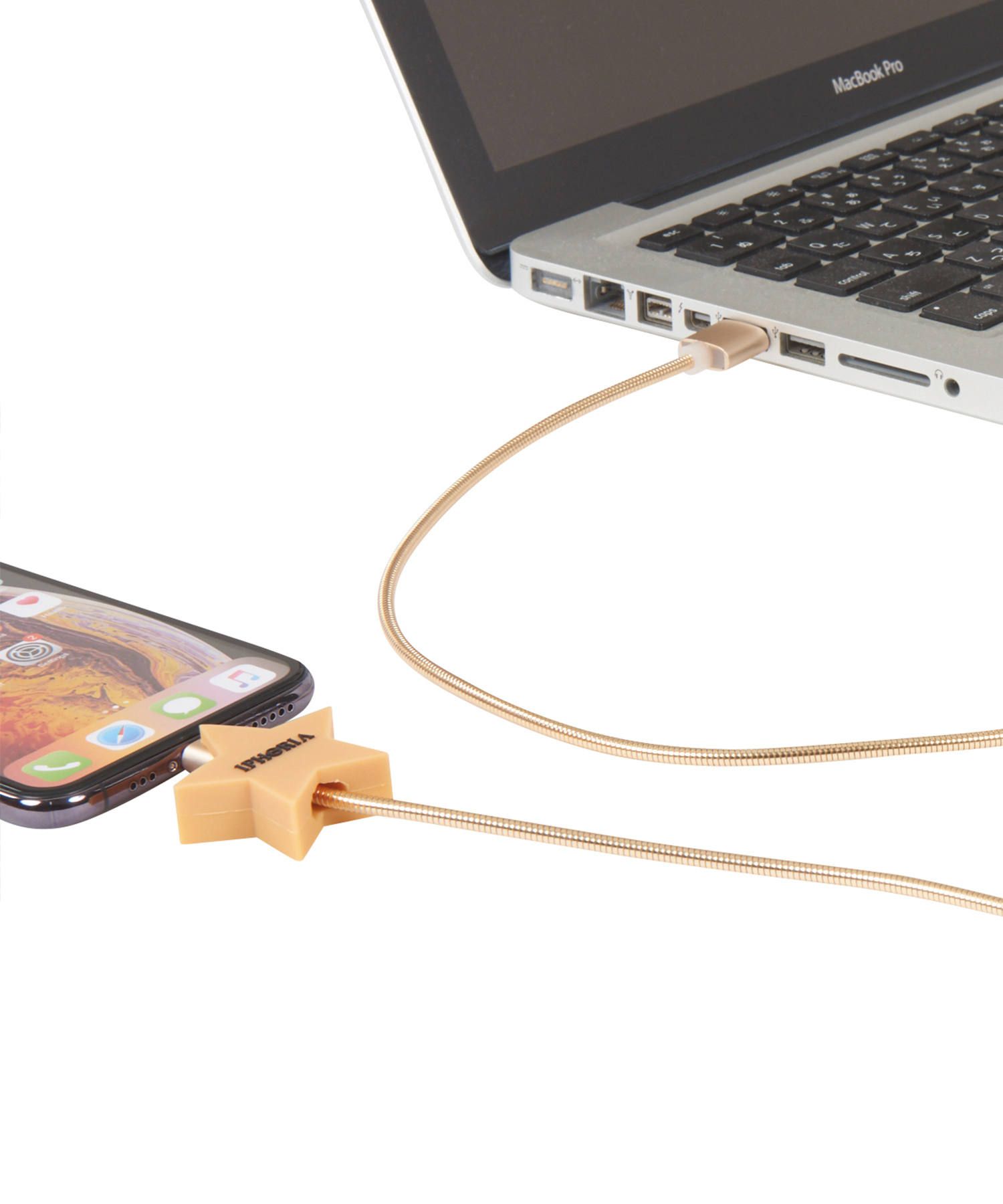 Charging Cable for Apple iPhone - Metallic Star Gold