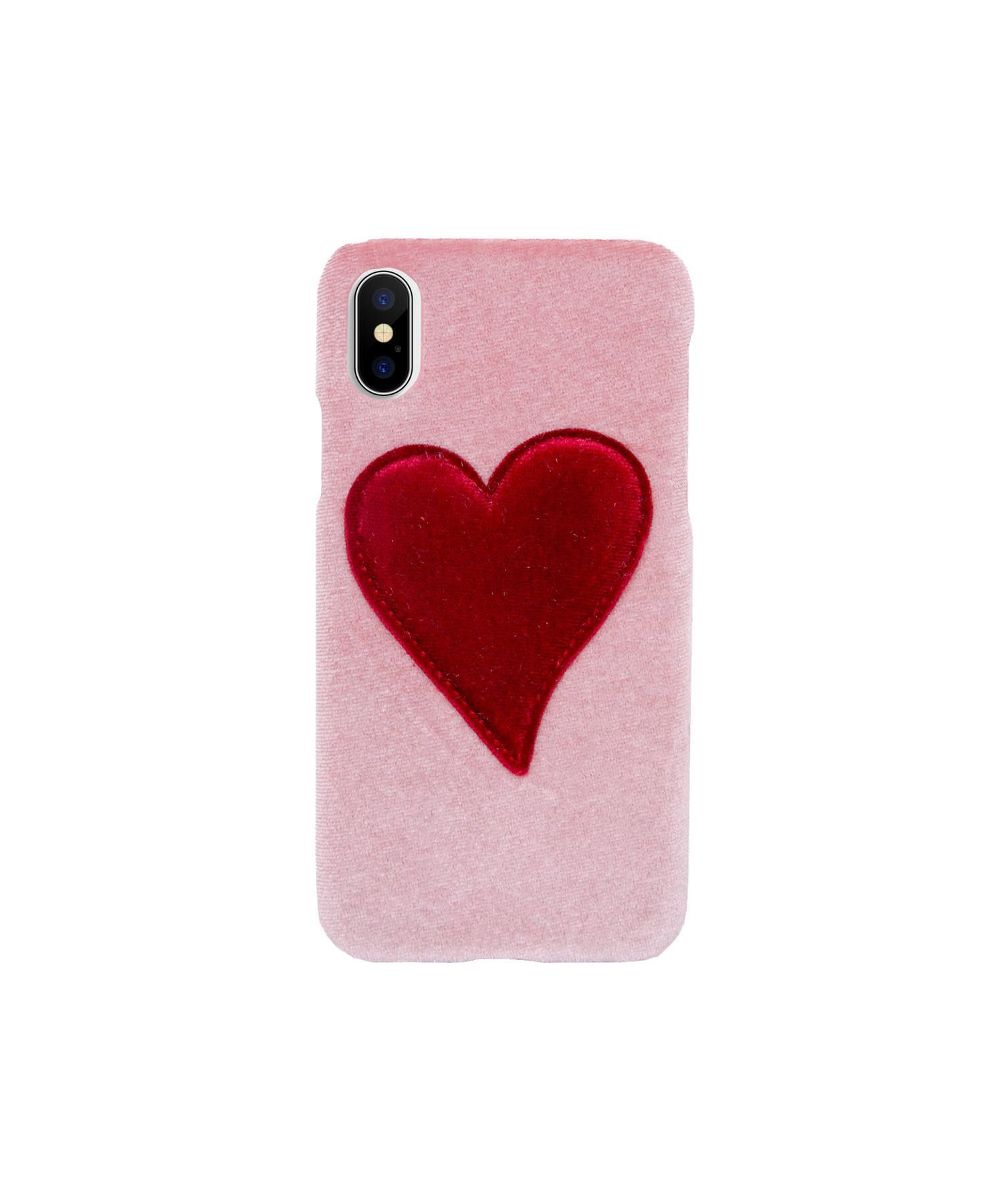 IPHORIA - Velvet Case for Apple iPhone X/XS - Pink With Red Heart | IPHORIA