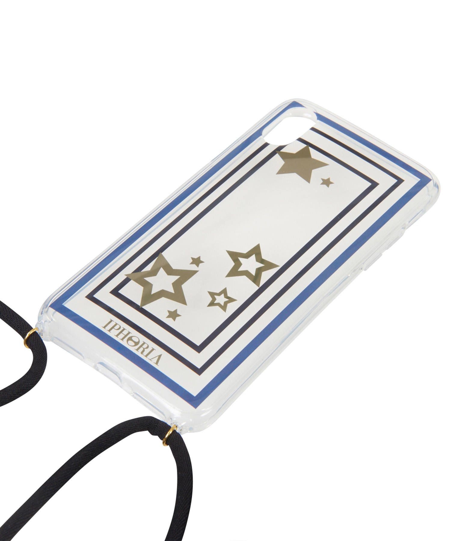 Necklace Case for Apple iPhone X/XS - Transparent Stars Gold
