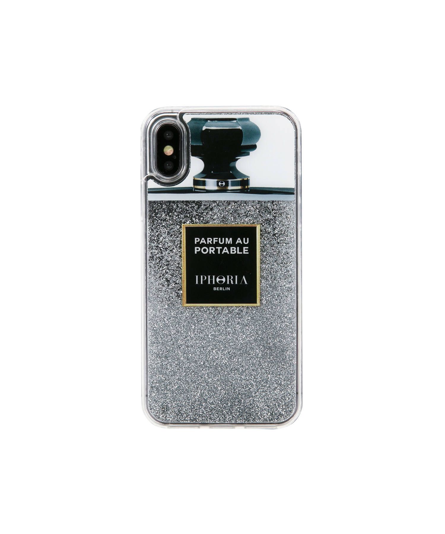リキッドケース グリッター 香水瓶 iPhoneケース - Silver Glitter