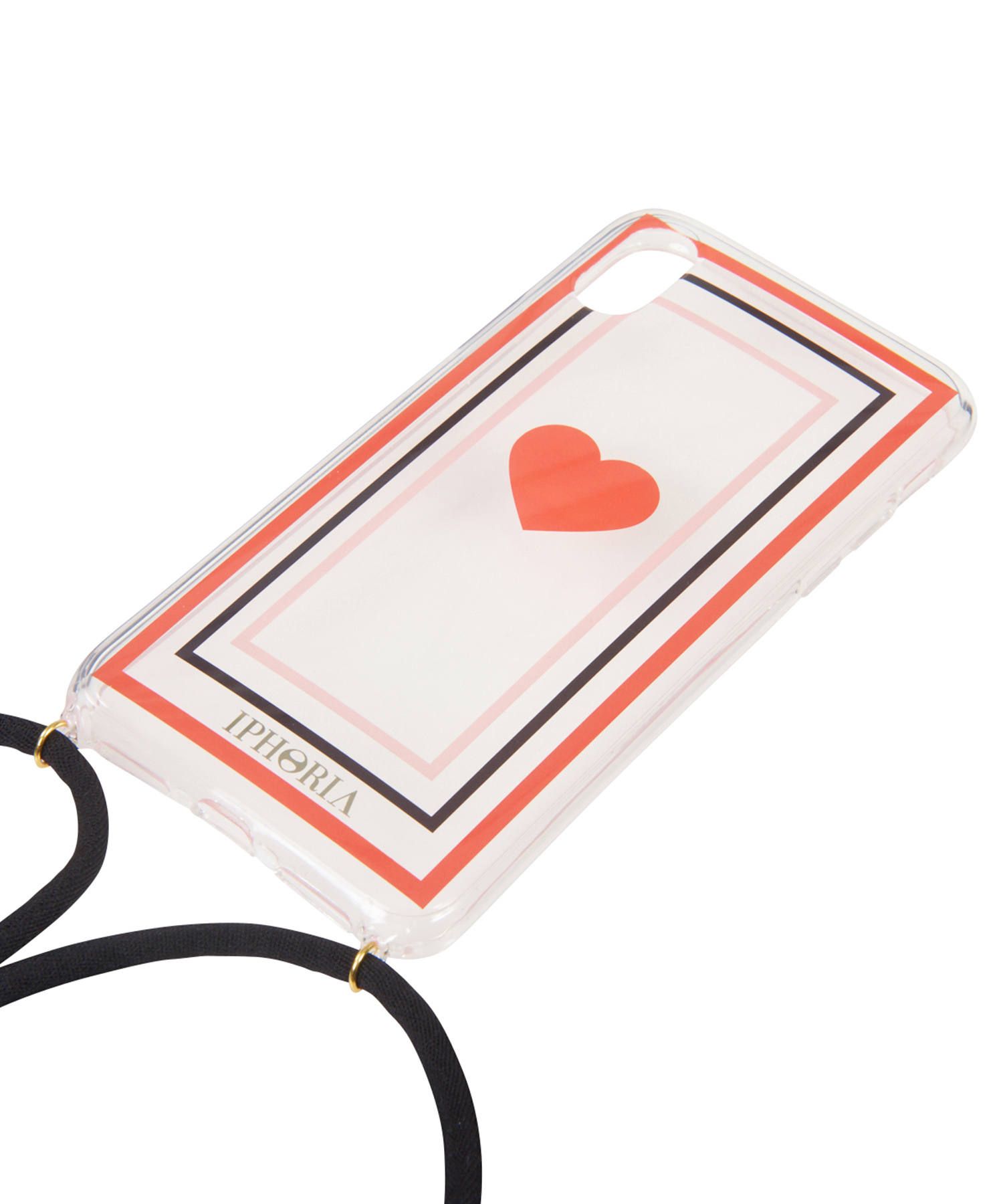 Necklace Case for Apple iPhone X/XS - Transparent Red Heart