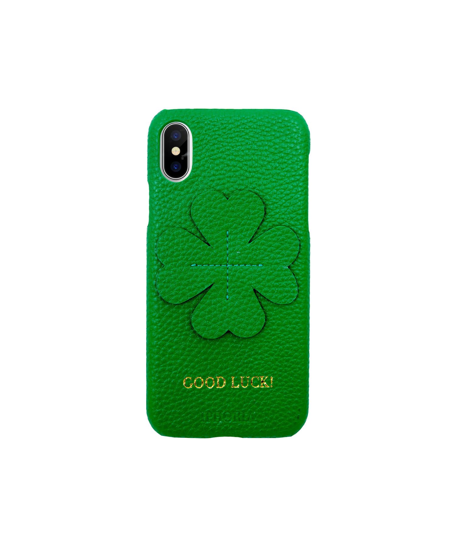 Veggie Leather Case for Apple iPhone X/XS - Green Good Luck