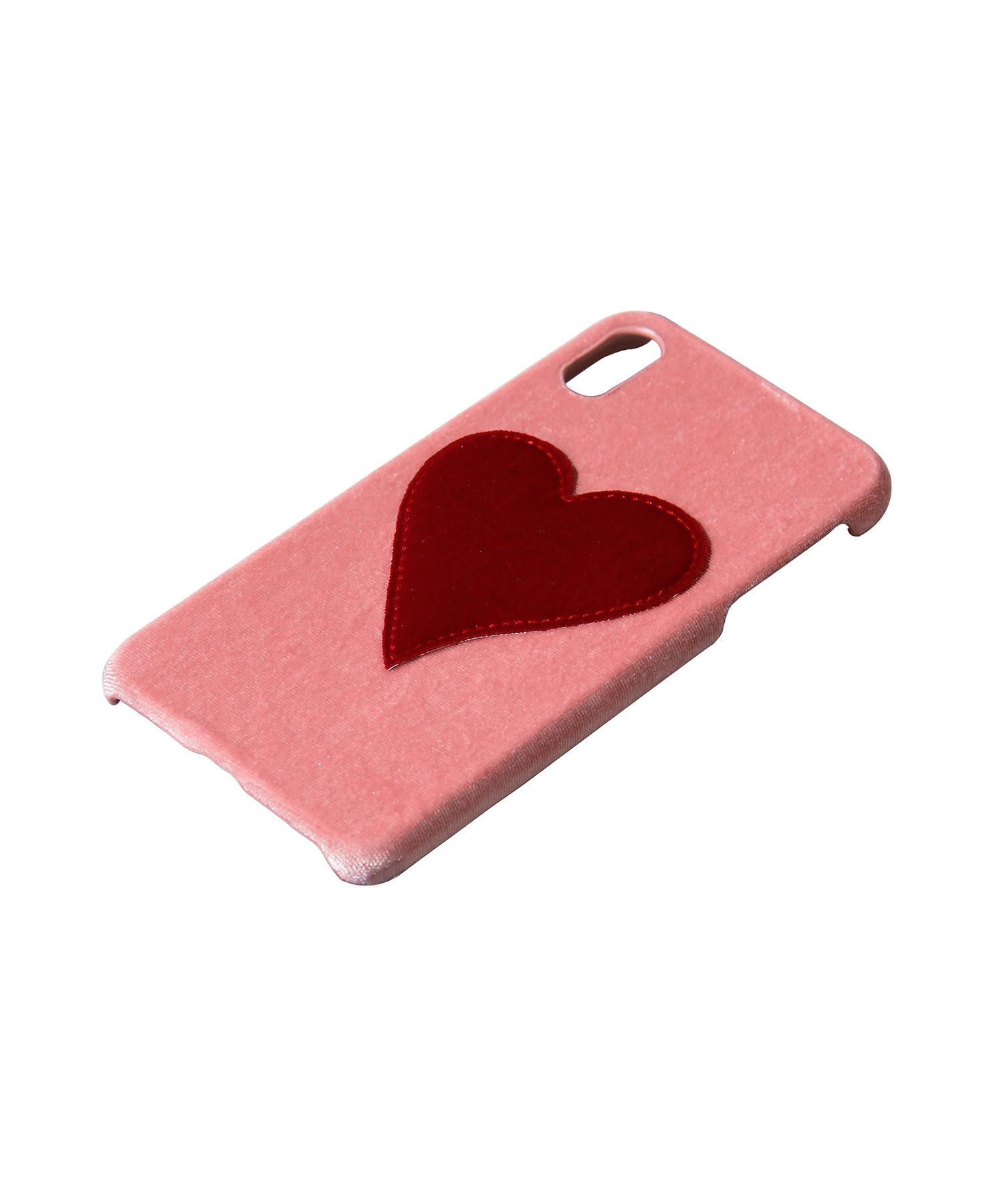Velvet Case for Apple iPhone XS Max - Pink With Red Heart