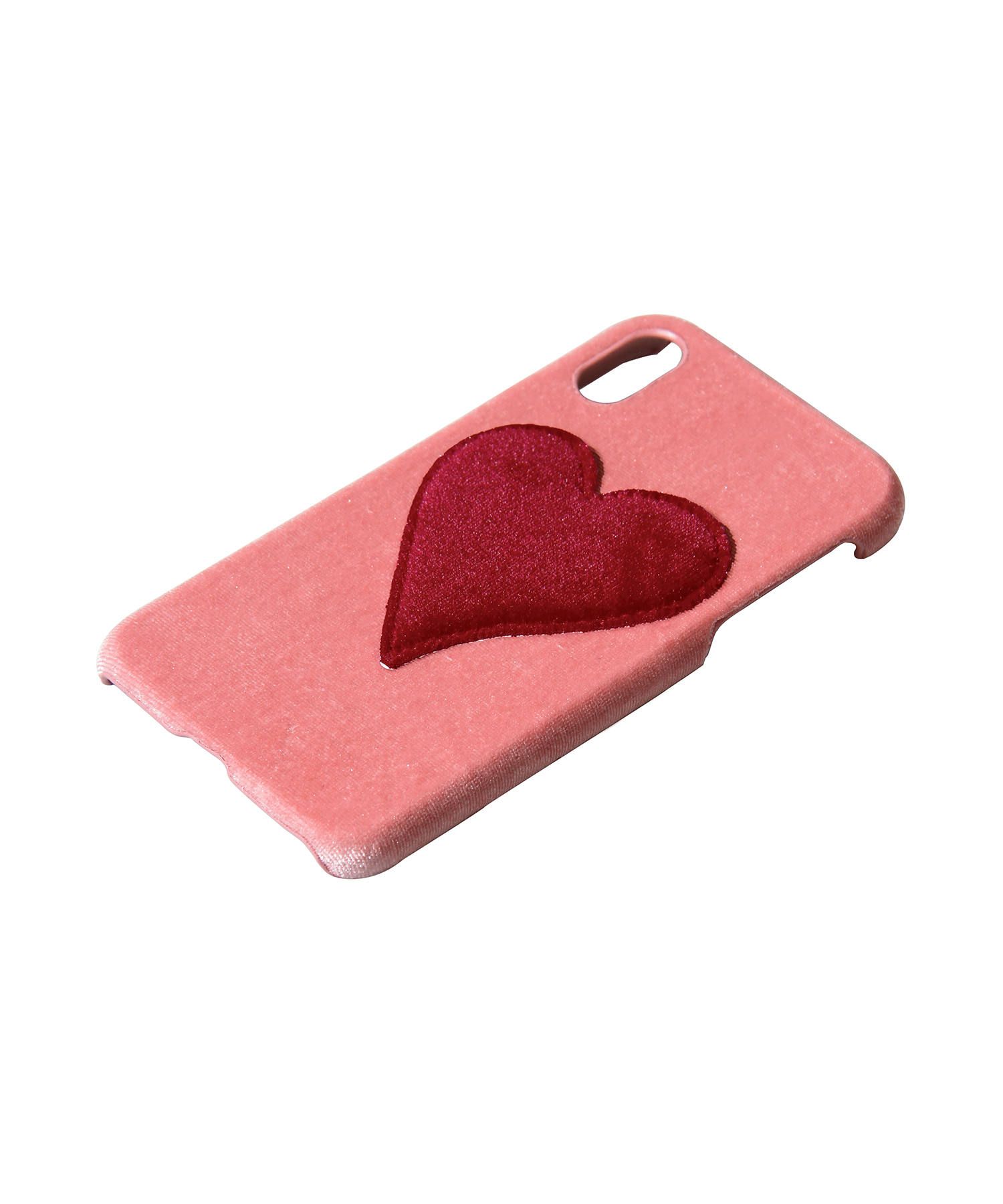 Velvet Case for Apple iPhone XR - Pink With Red Heart