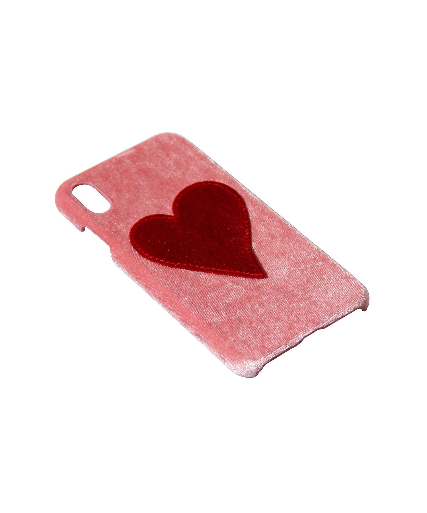 Velvet Case for Apple iPhone XS Max - Pink With Red Heart
