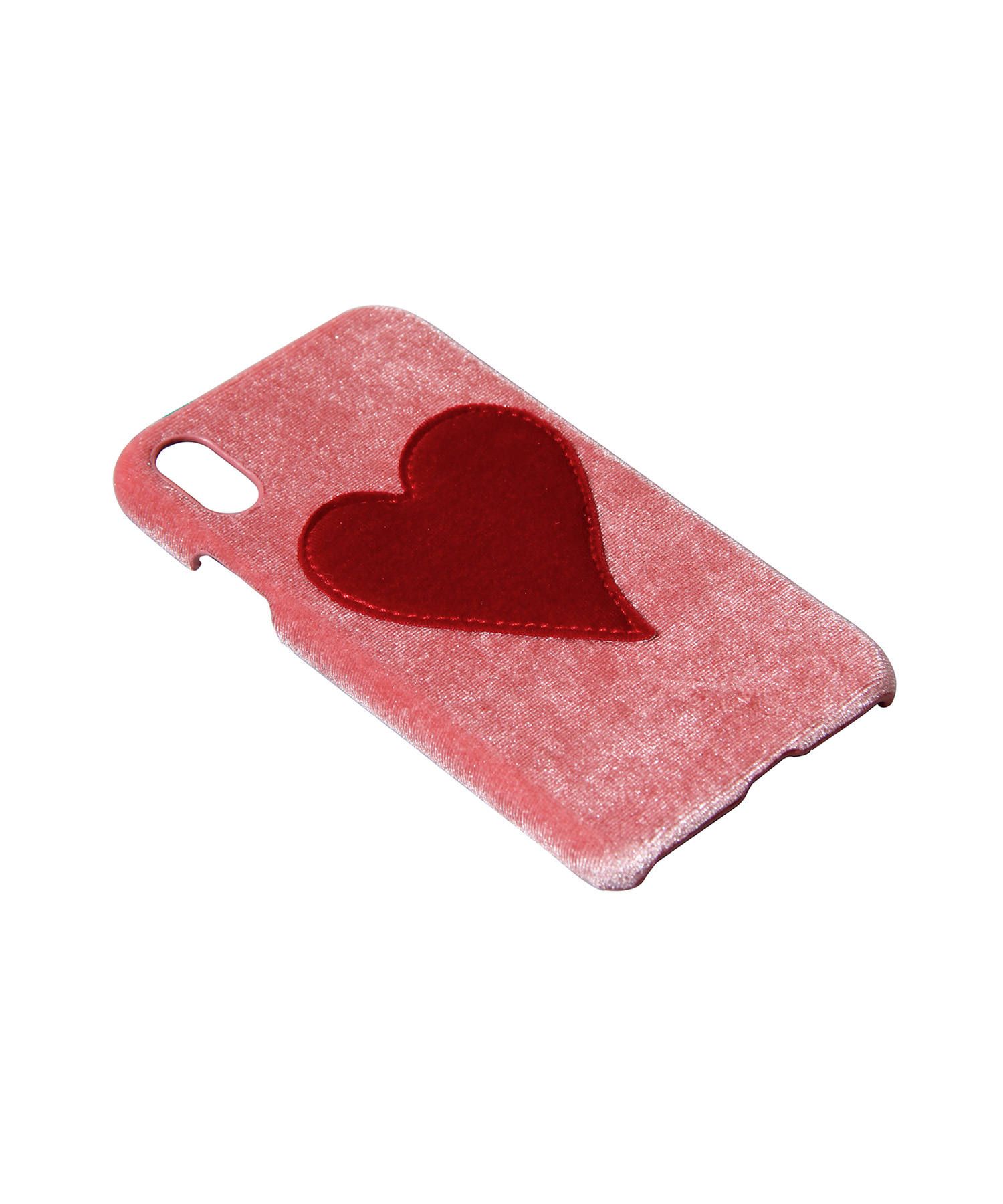 Velvet Case for Apple iPhone XR - Pink With Red Heart