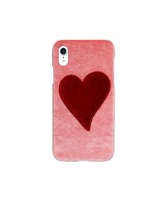 Velvet Case for Apple iPhone XR - Pink With Red Heart