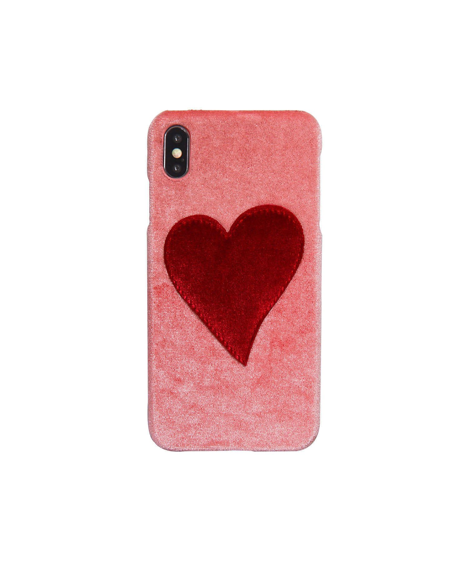 Velvet Case for Apple iPhone XS Max - Pink With Red Heart