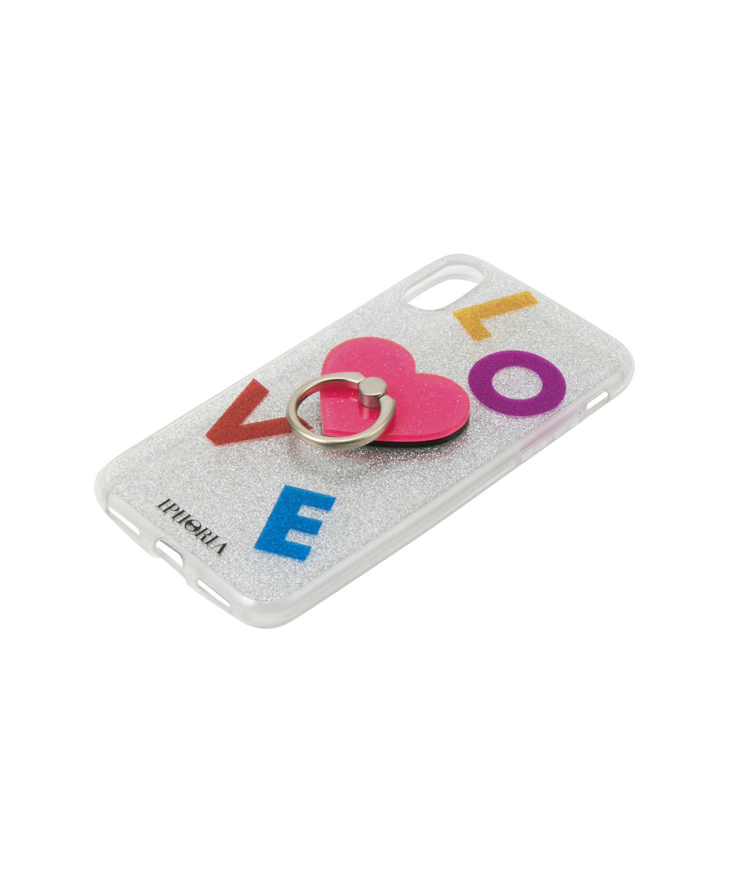 Case for Apple iPhone X/XS - Ring Silver Glitter Pink Heart