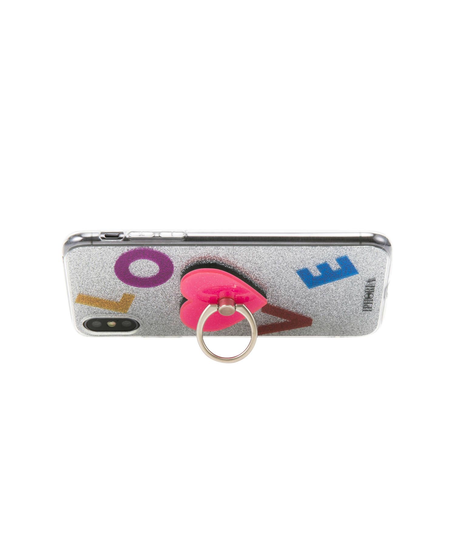 Case for Apple iPhone X/XS - Ring Silver Glitter Pink Heart