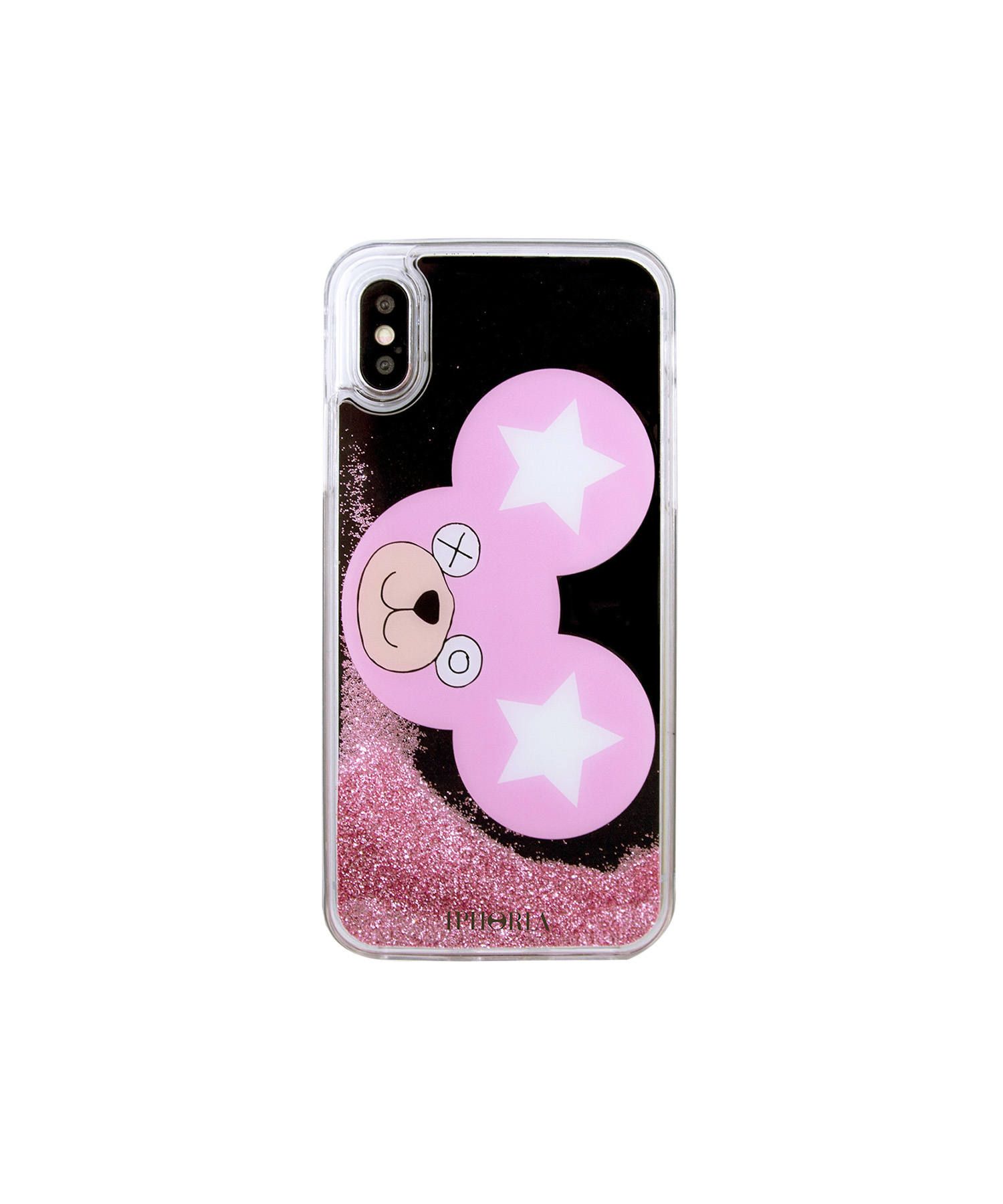 リキッドケース グリッター 香水瓶 iPhoneケース - Pink Teddy Is