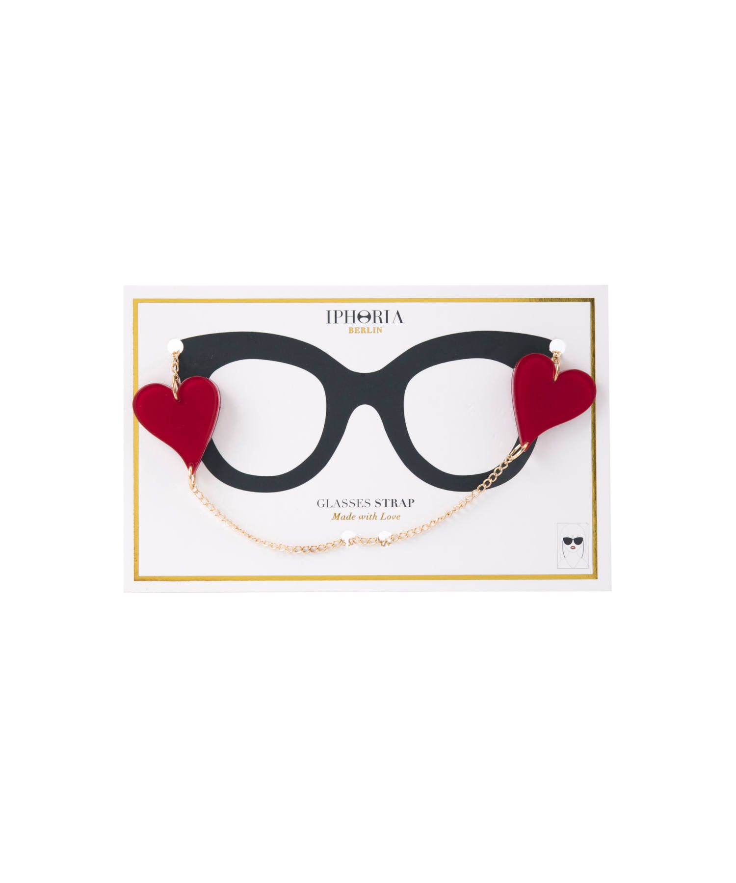 Glasses Strap gold plated - Red Heart