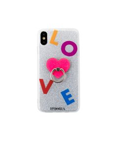 Case for Apple iPhone XS Max - Ring Silver Glitter Pink Heart