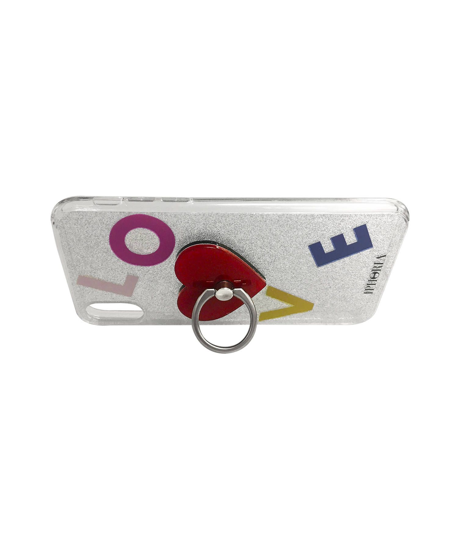 Case for Apple iPhone X/XS - Ring Silver Glitter Red Heart