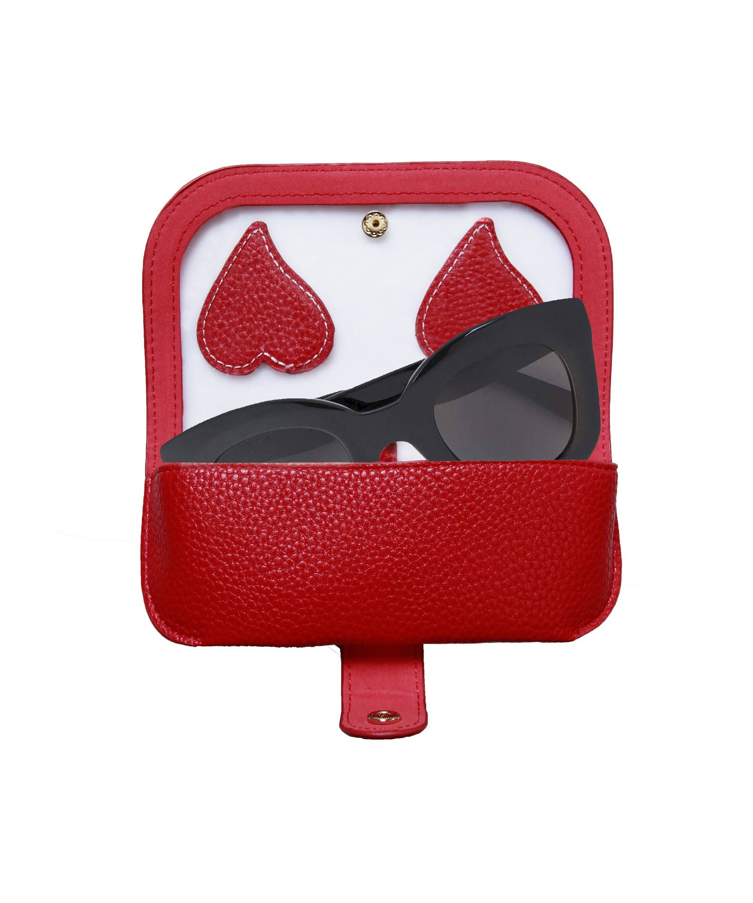 Glasses Case with Bag Holder - Red Heart Transparent