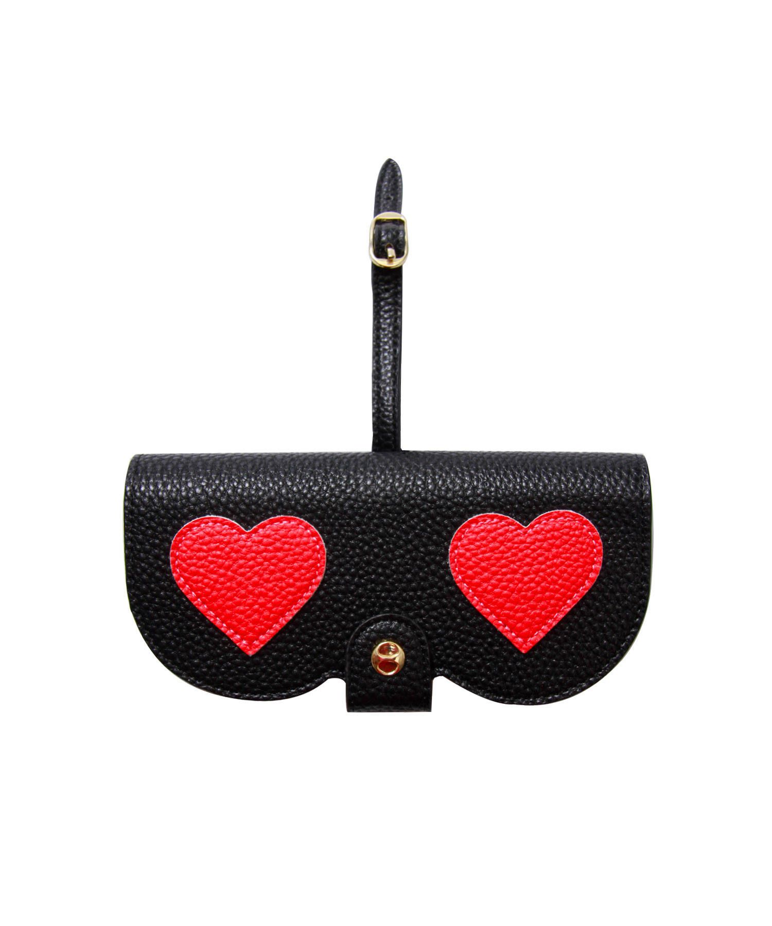 Glasses Case with Bag Holder - Hearts Black