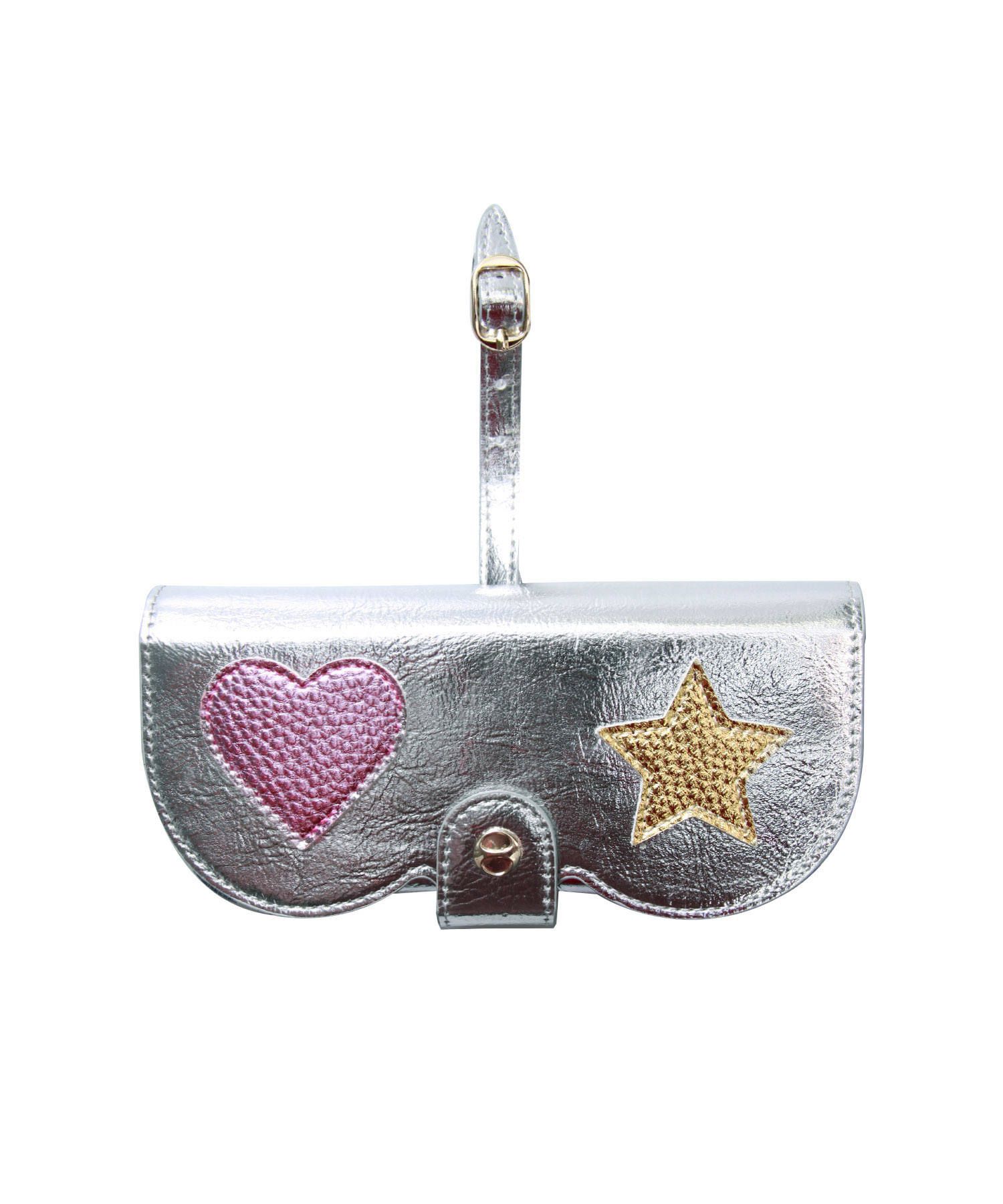 Glasses Case with Bag Holder - Heart & Star Metalic Rose