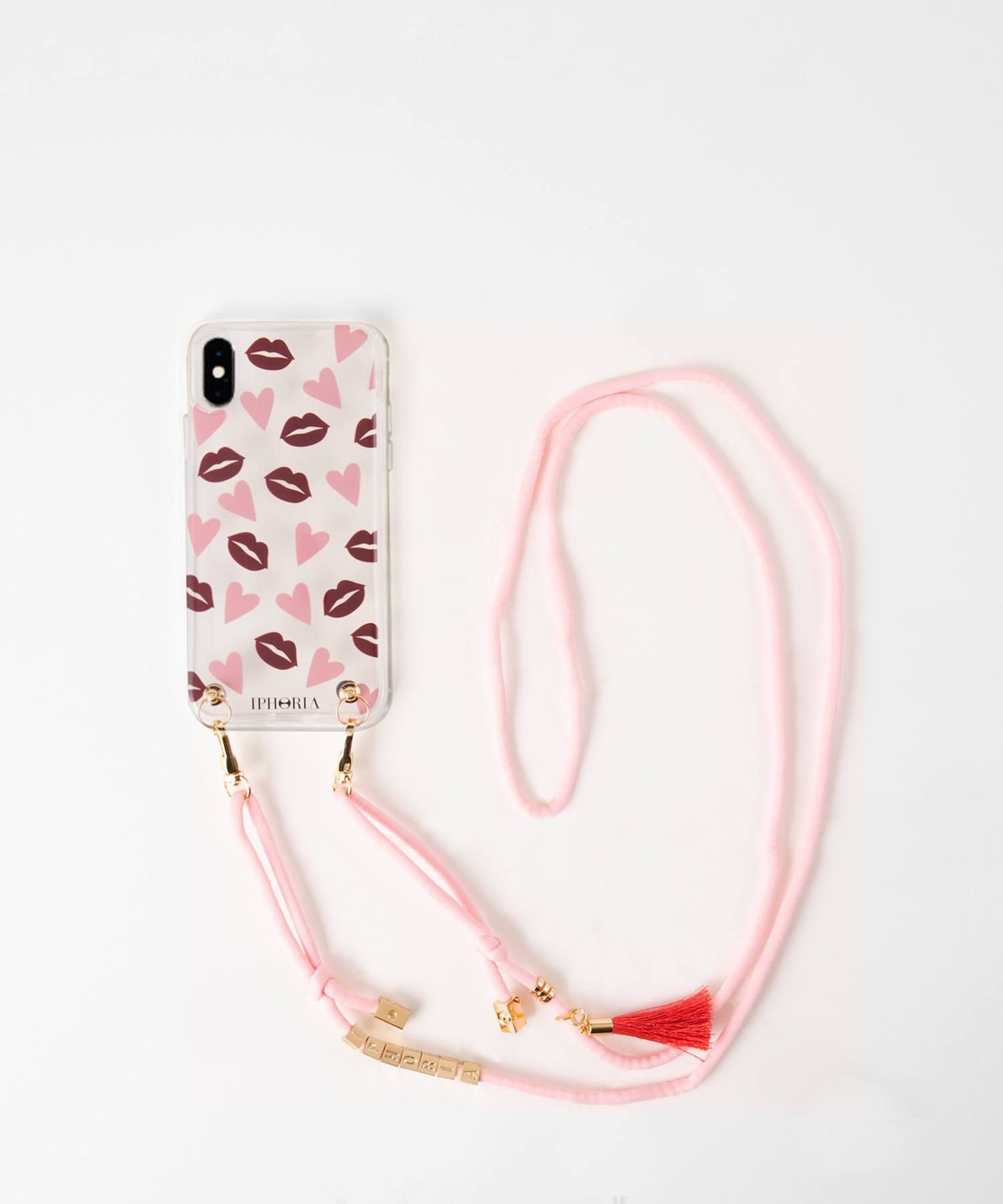 Necklace Case for Apple iPhone X/XS - Lips & Hearts