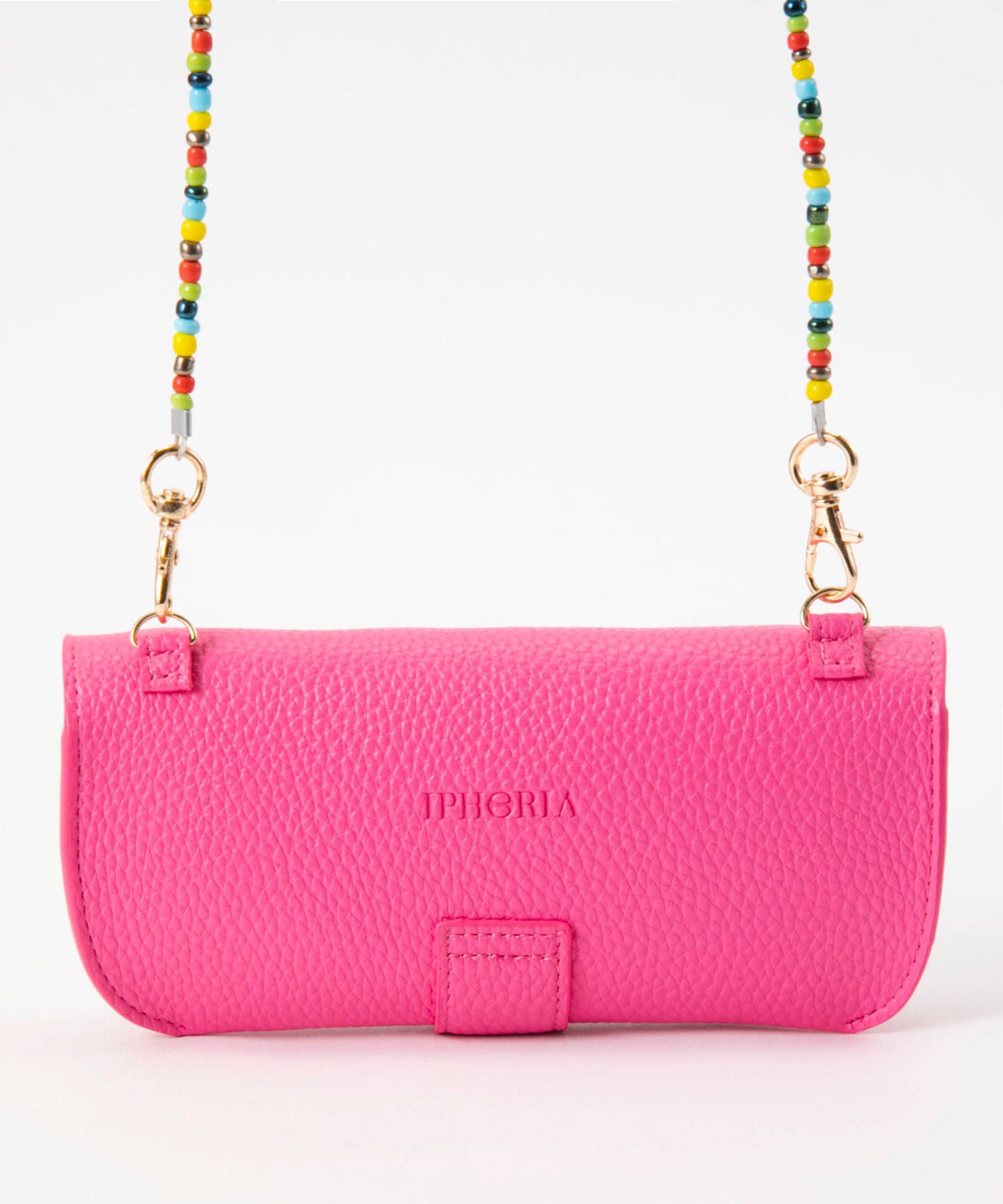 Glasses Case with Bag Holder - Classic Pink with Colorful Glass Pearls