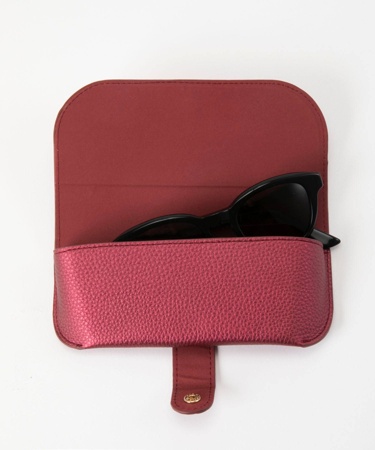 Glasses Case with Bag Holder - Dark Red With Golden Stars & hook in gold