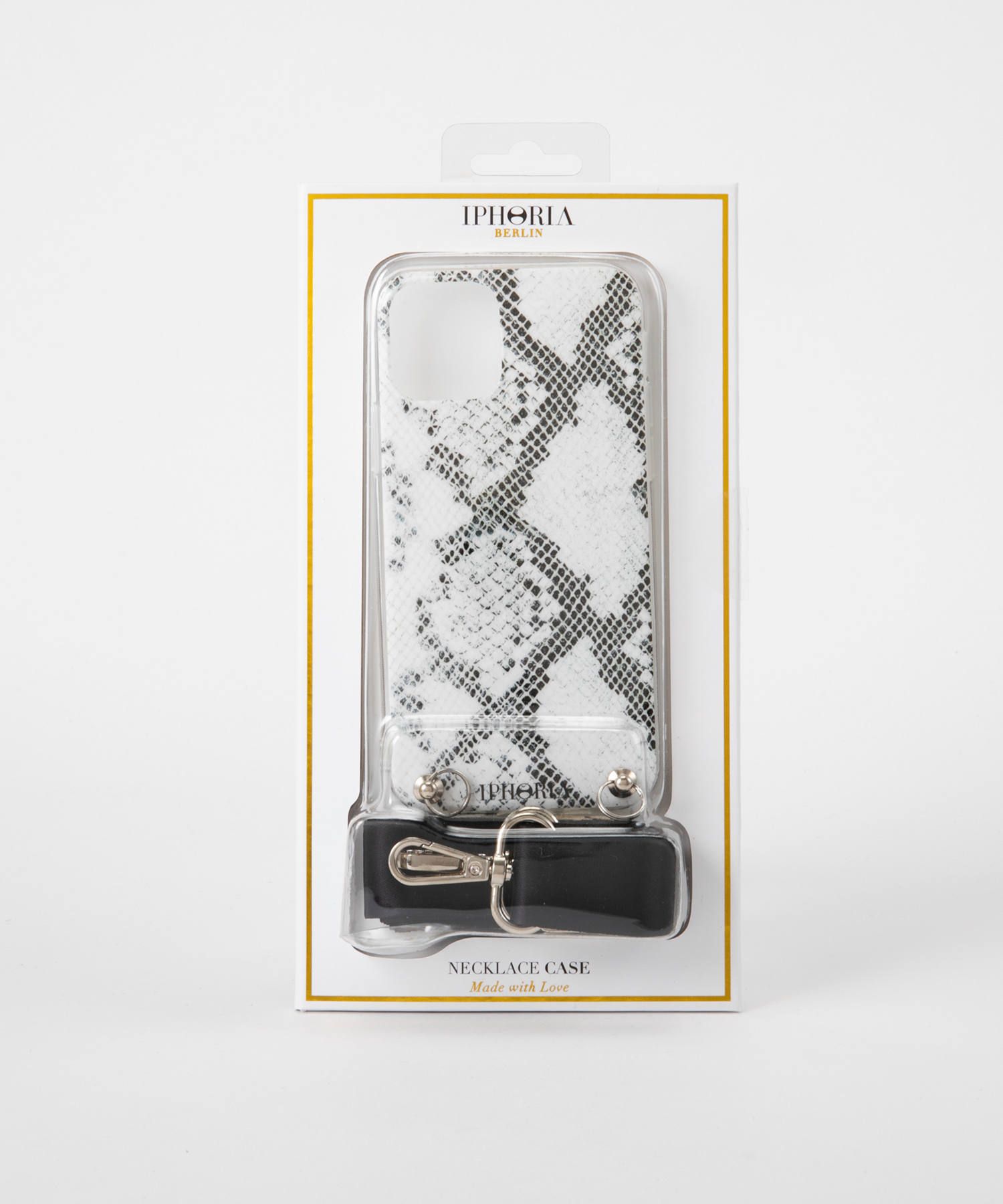 Necklace Case for Apple iPhone 11 Pro with Black Strap - B&W Snake
