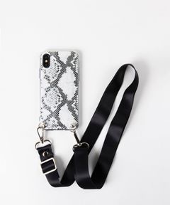 Necklace Case for Apple iPhone X/XS with Black Strap - B&W Snake