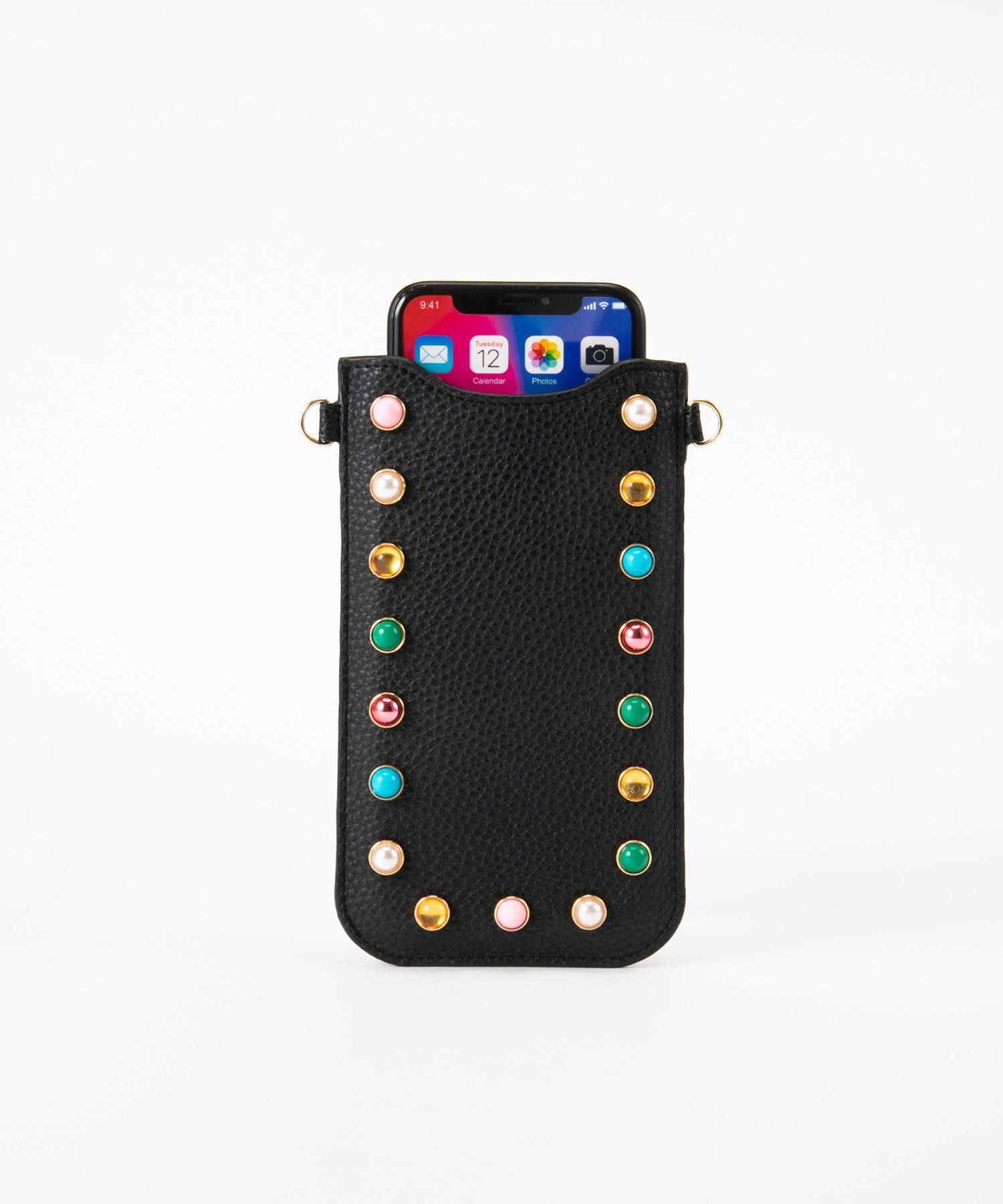 Necklace Sleeve Case for Apple iPhone 7+/8+/XR/XS Max/11/11 Pro Max - Black & Colorful Pearls