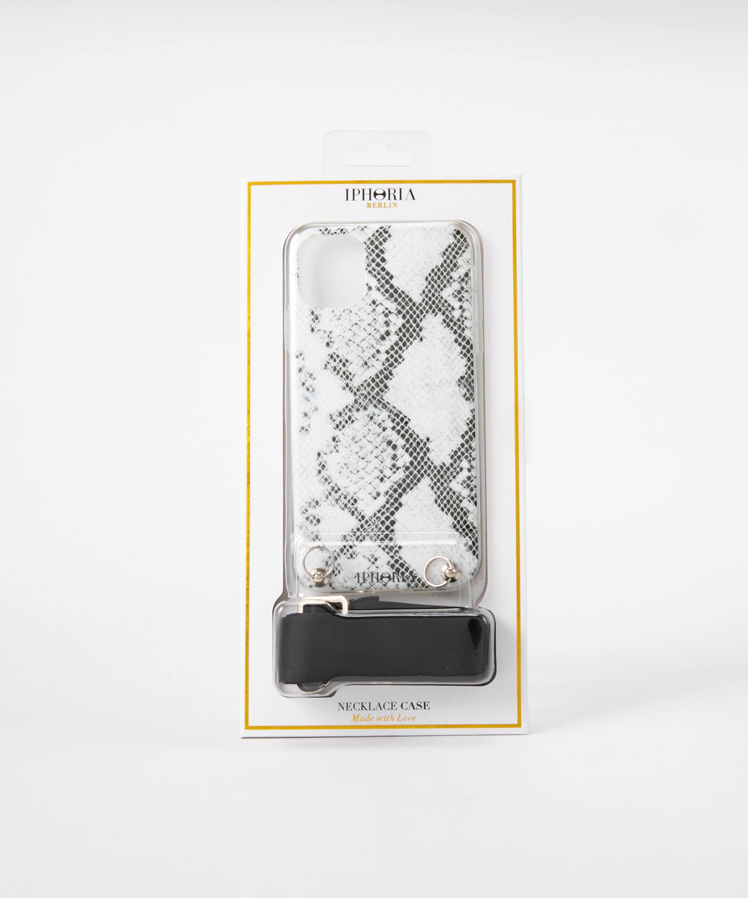Necklace Case for Apple iPhone 11 with Black Strap - B&W Snake