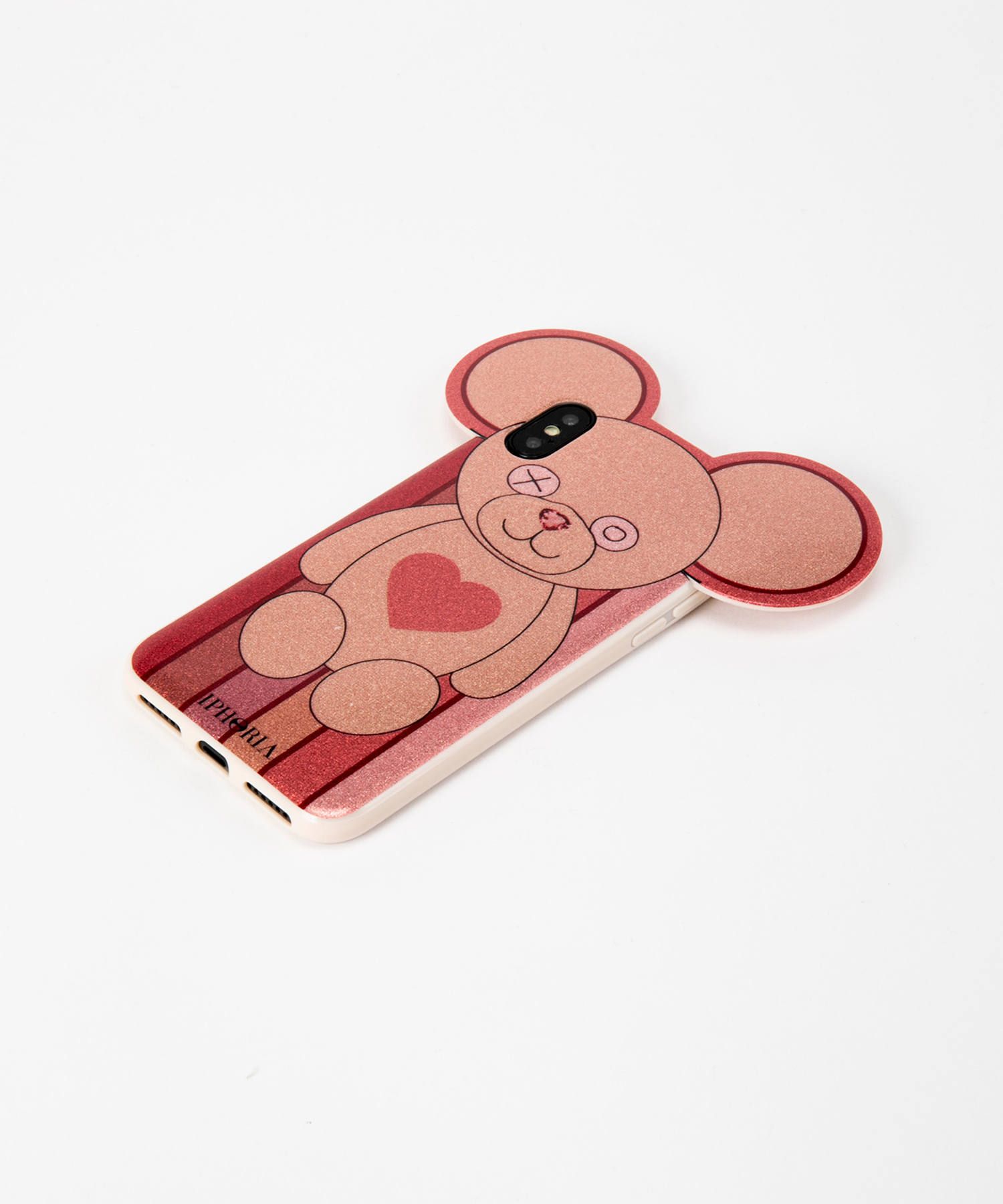 Case for Apple iPhone X/XS - Teddy Glitter Stripes with Heart