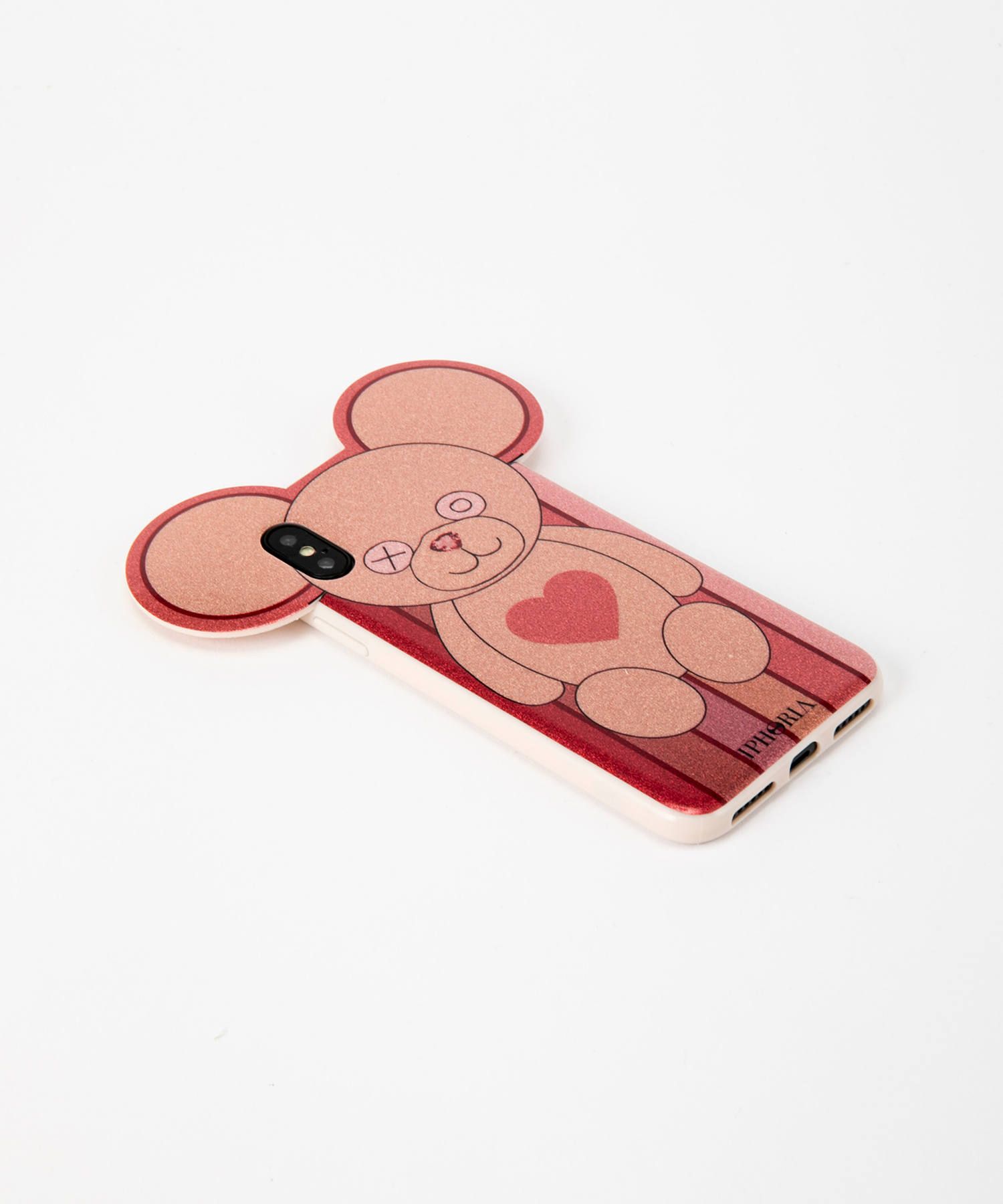 Case for Apple iPhone X/XS - Teddy Glitter Stripes with Heart