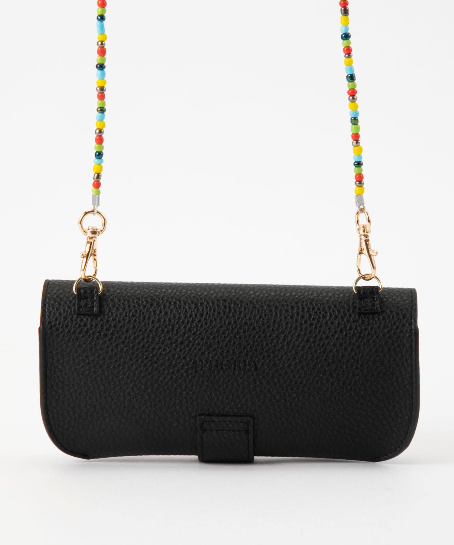 Glasses Case with Bag Holder - Classic Black with Colorful Glass Pearls