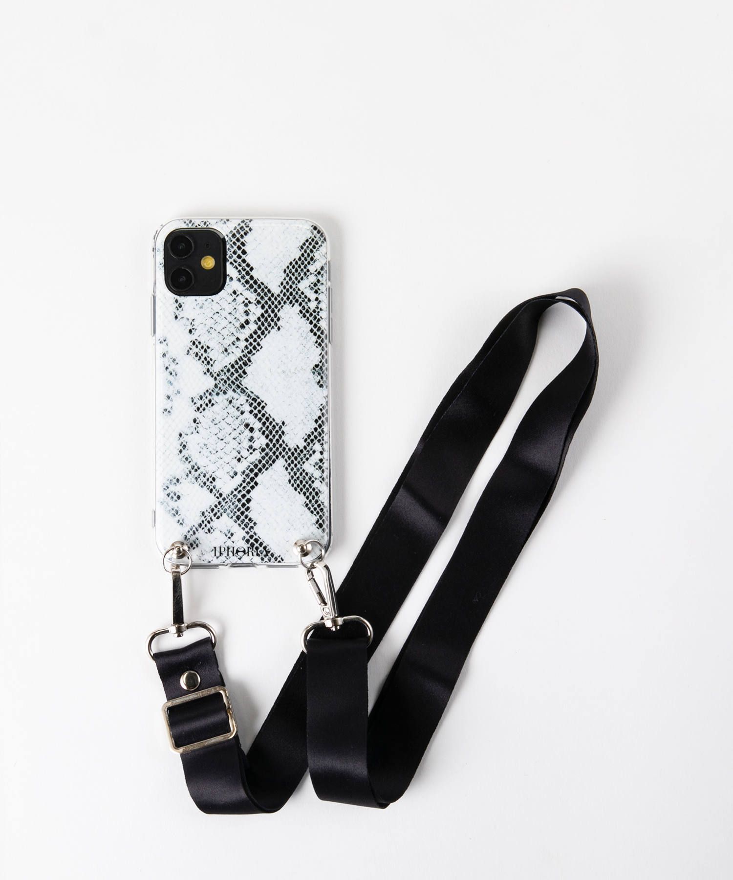 Necklace Case for Apple iPhone 11 with Black Strap - B&W Snake