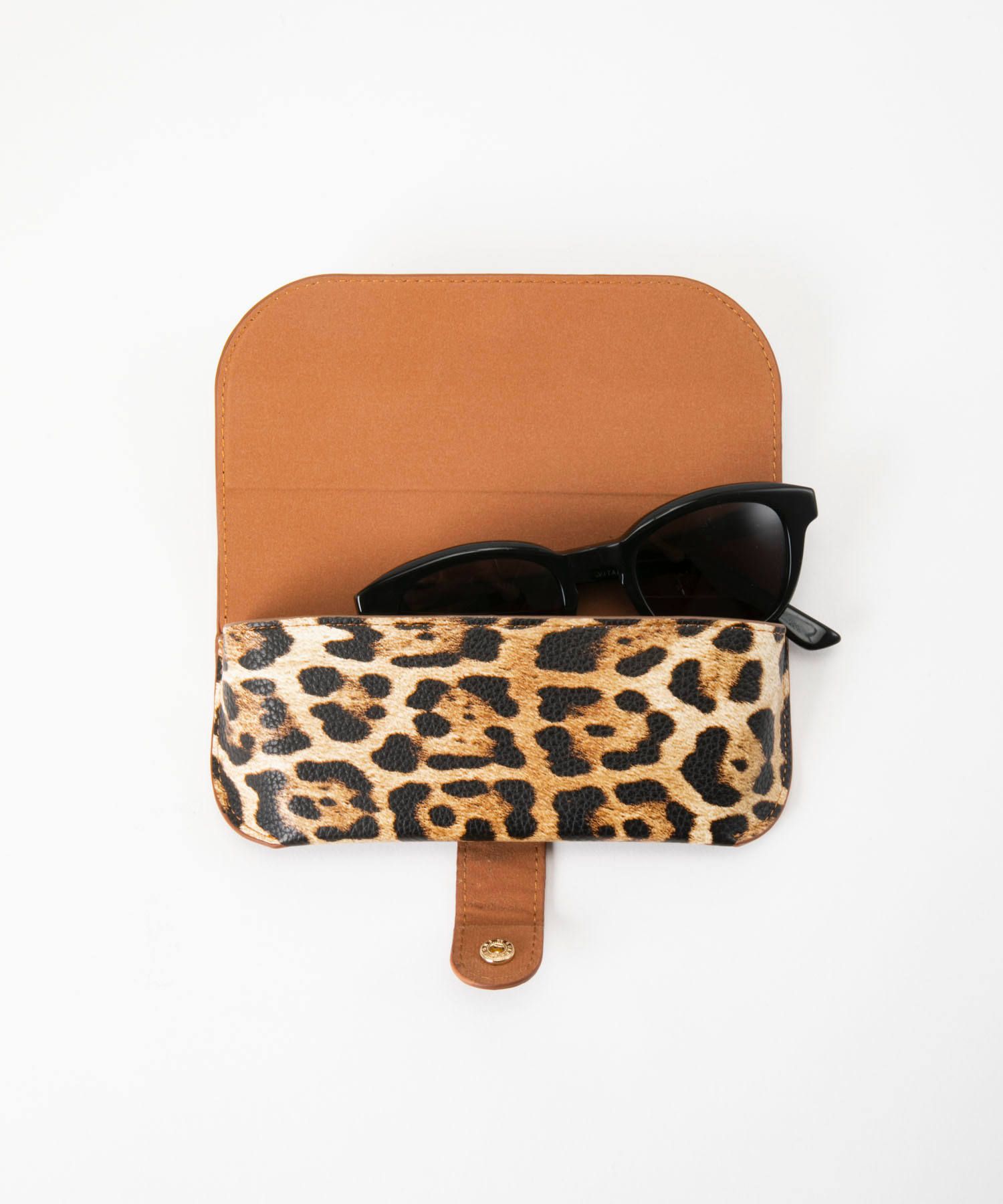 Glasses Case with Bag Holder - Leo Print with Eyes & hook in gold