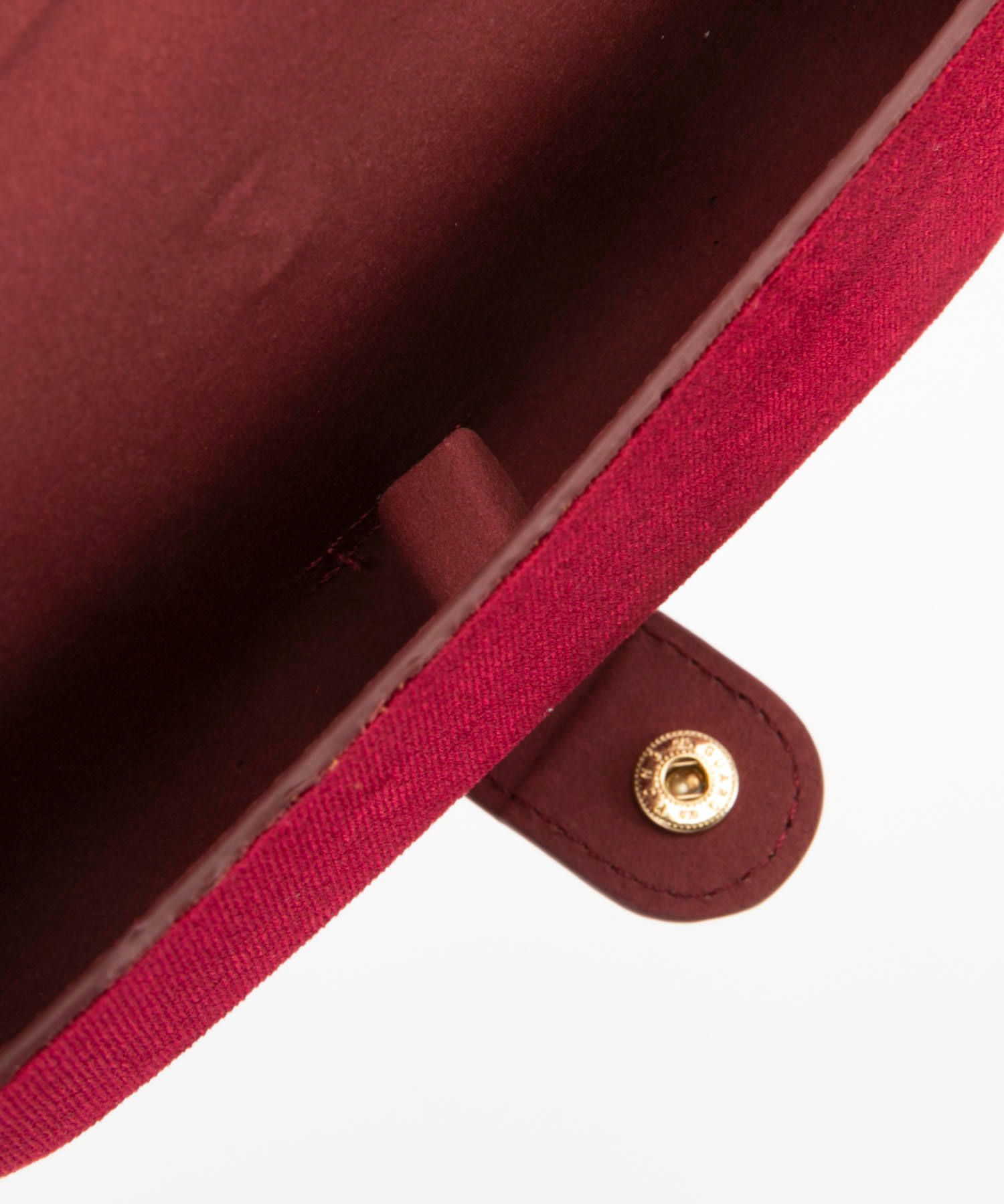 Glasses Case with Bag Holder - Dark Red With Nude Velvet