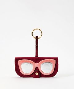Glasses Case with Bag Holder - Dark Red With Nude Velvet