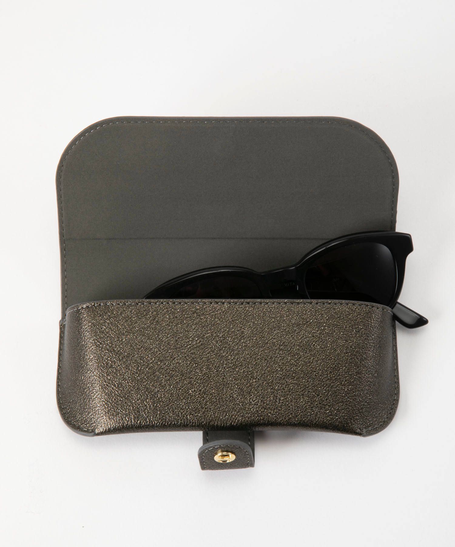 Glasses Case with Bag Holder - Olive Green With Pink Stars & hook in gold